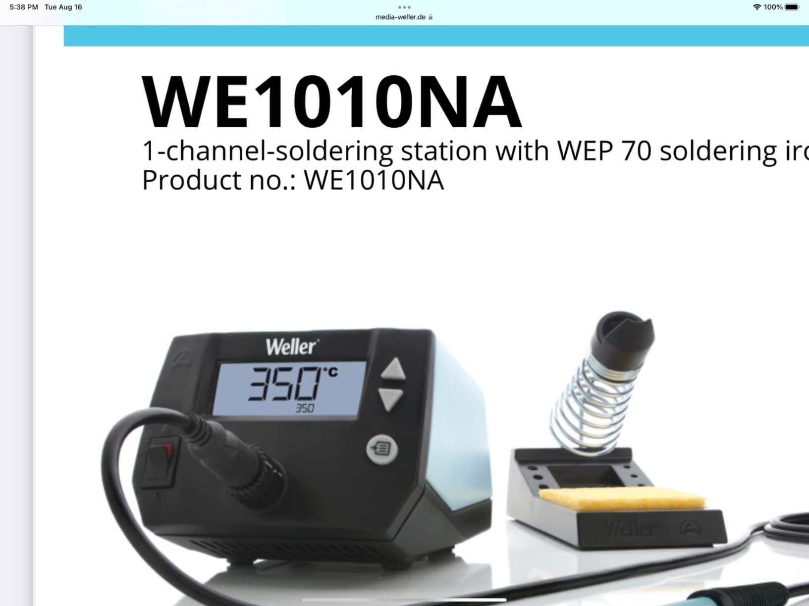 Weller 80th Anniversary Black Series WE1010 120V Soldering Station | WE1010BLACK - Customer Photo 3
