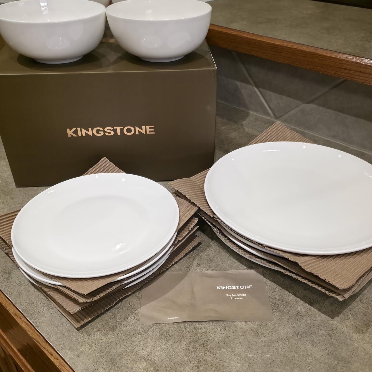 KINGSTONE Bone China Dinnerware Sets, 24-Piece Dinnerware Set for 8, Lightweight Durable, Dishwasher Safe, Tableware for Daily Use with Elegant Design, Pink - Customer Photo 1