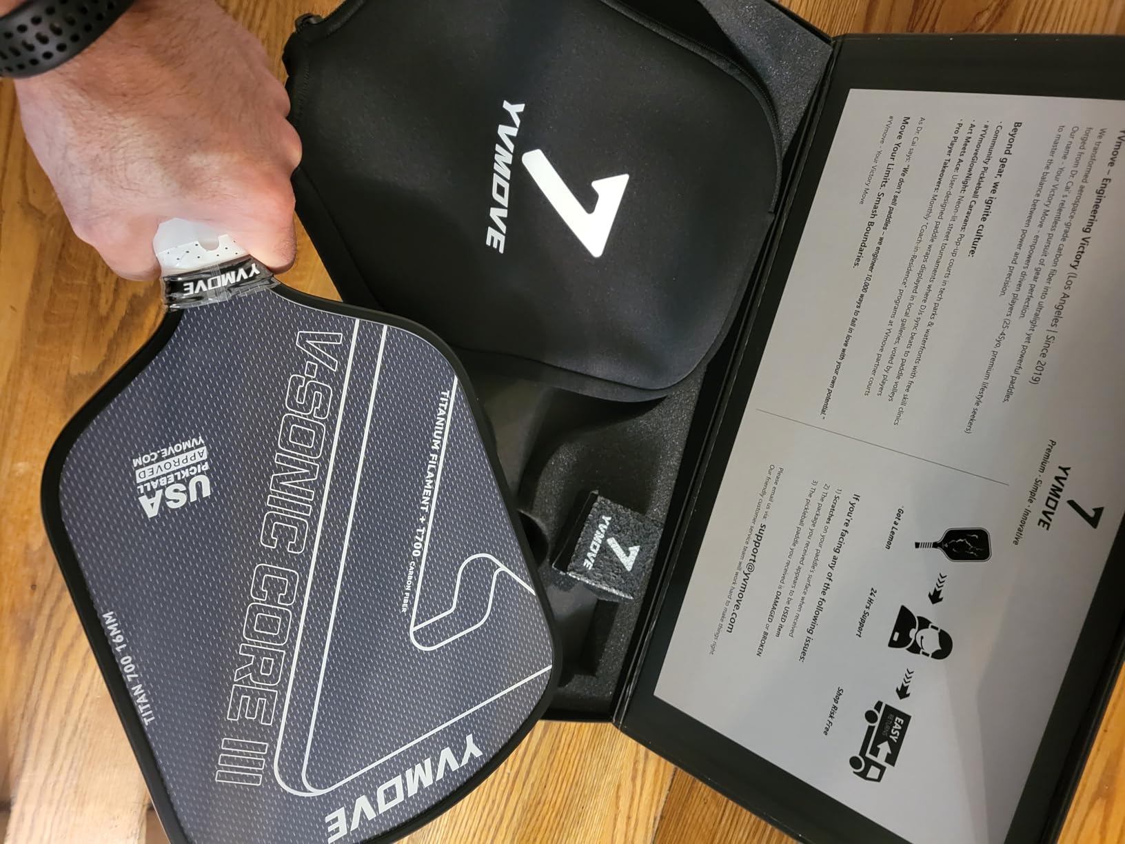 Pickleball Paddles for Advanced Players | Control & Power | Ti-Carbon Hybrid Face | V-Sonic IV Core 16MM | Large Sweet Spot | Mid-Weight | Extended Grip | USAPA - Customer Photo 1
