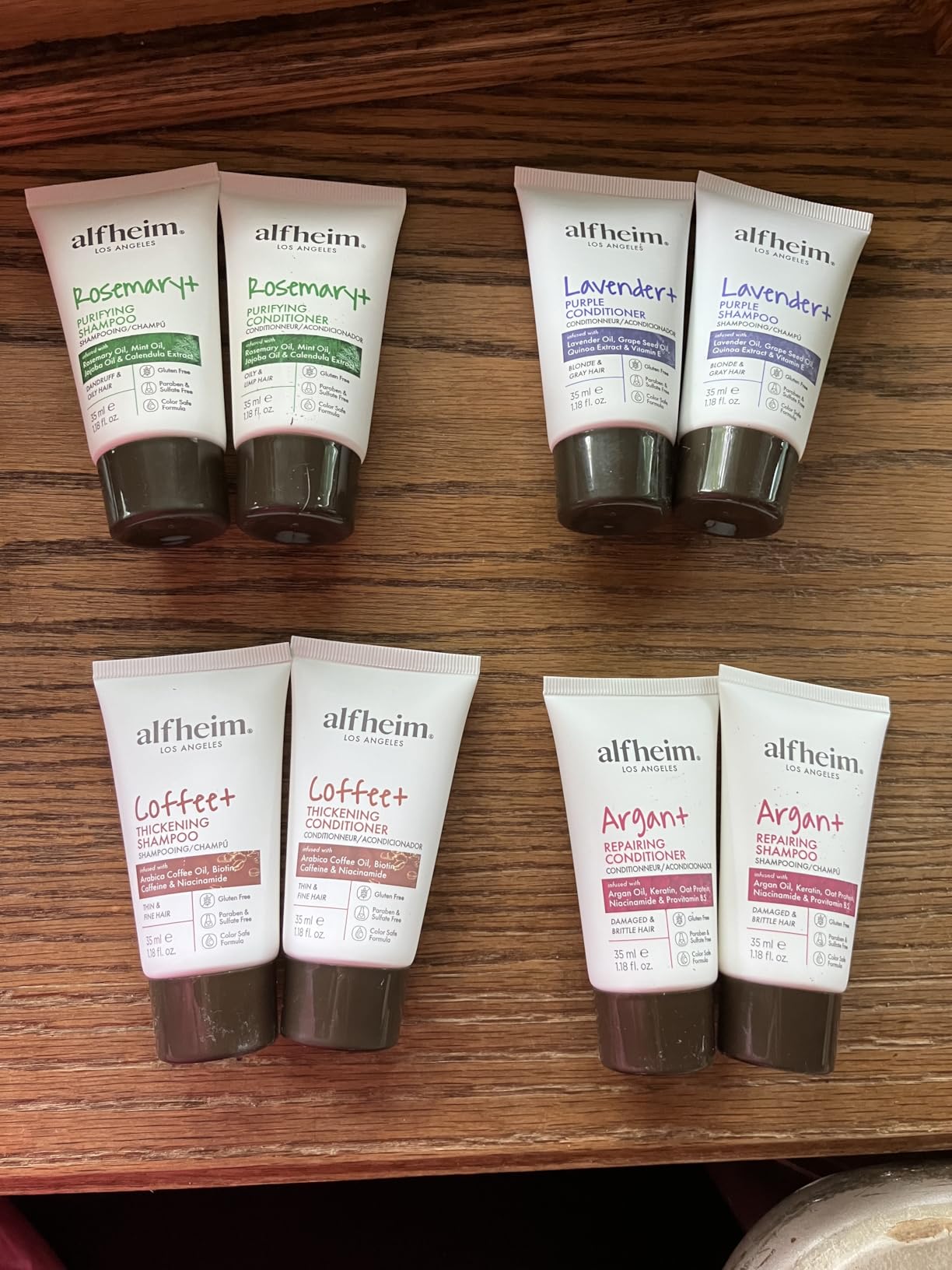 Alfheim Travel Size Hair Care Set – Coffee, Argan Oil, Rosemary & Lavender Shampoo and Conditioner – Nourishing & Refreshing Formula for All Hair Types, 1.18 oz Each - Customer Photo 1