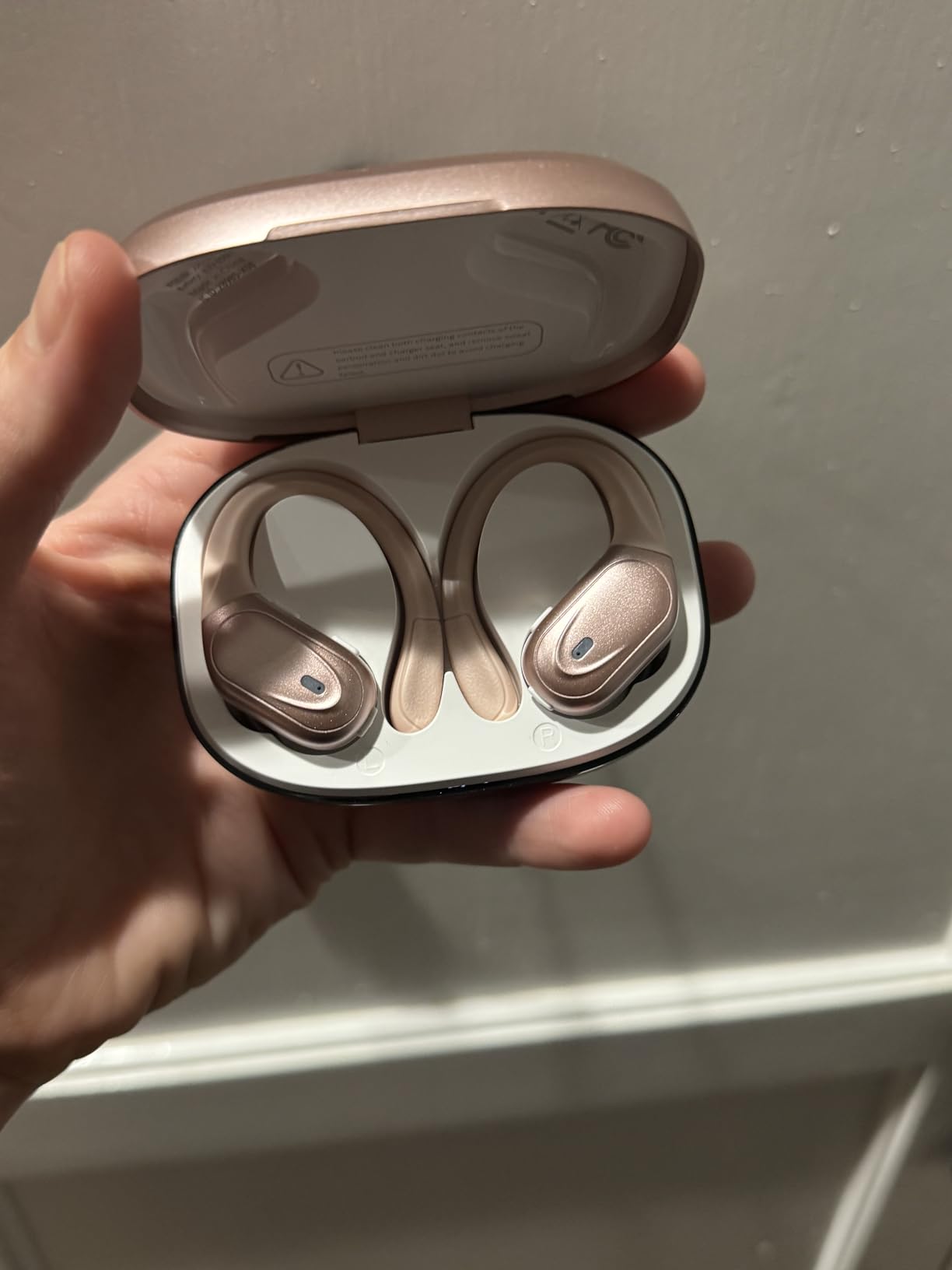 Wireless Earbuds, Sports Bluetooth Headphones, 80Hrs Playtime Ear Buds with LED Power Display, Noise Canceling Headset, IPX7 Waterproof Earphones for Workout/Running (Rose Gold) - Customer Photo 2