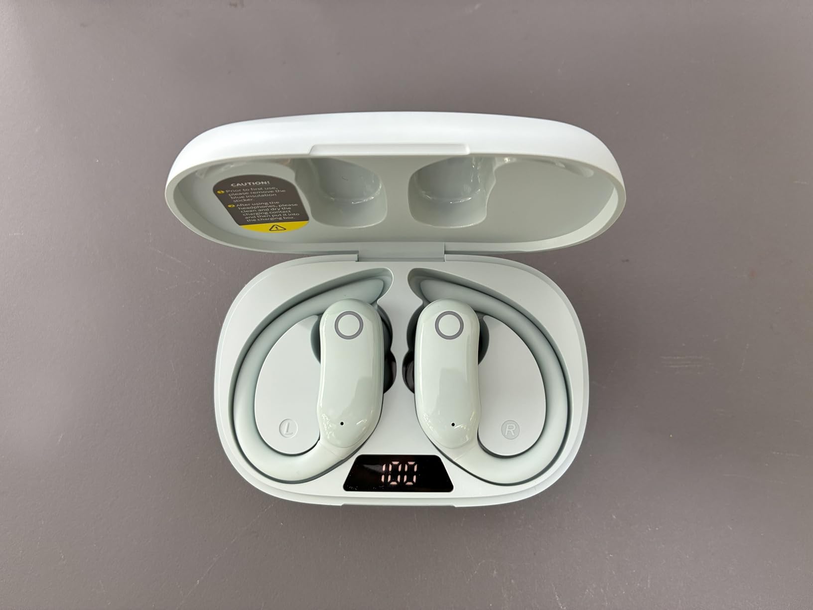 Active Noise Canceling Ear Buds Wireless Earbuds 96hrs Playback Bluetooth Headphones IPX7 Waterproof Stereo Bass Over-Ear Earphones with Earhooks Microphone LED Battery Display for Sports Workout - Customer Photo 1
