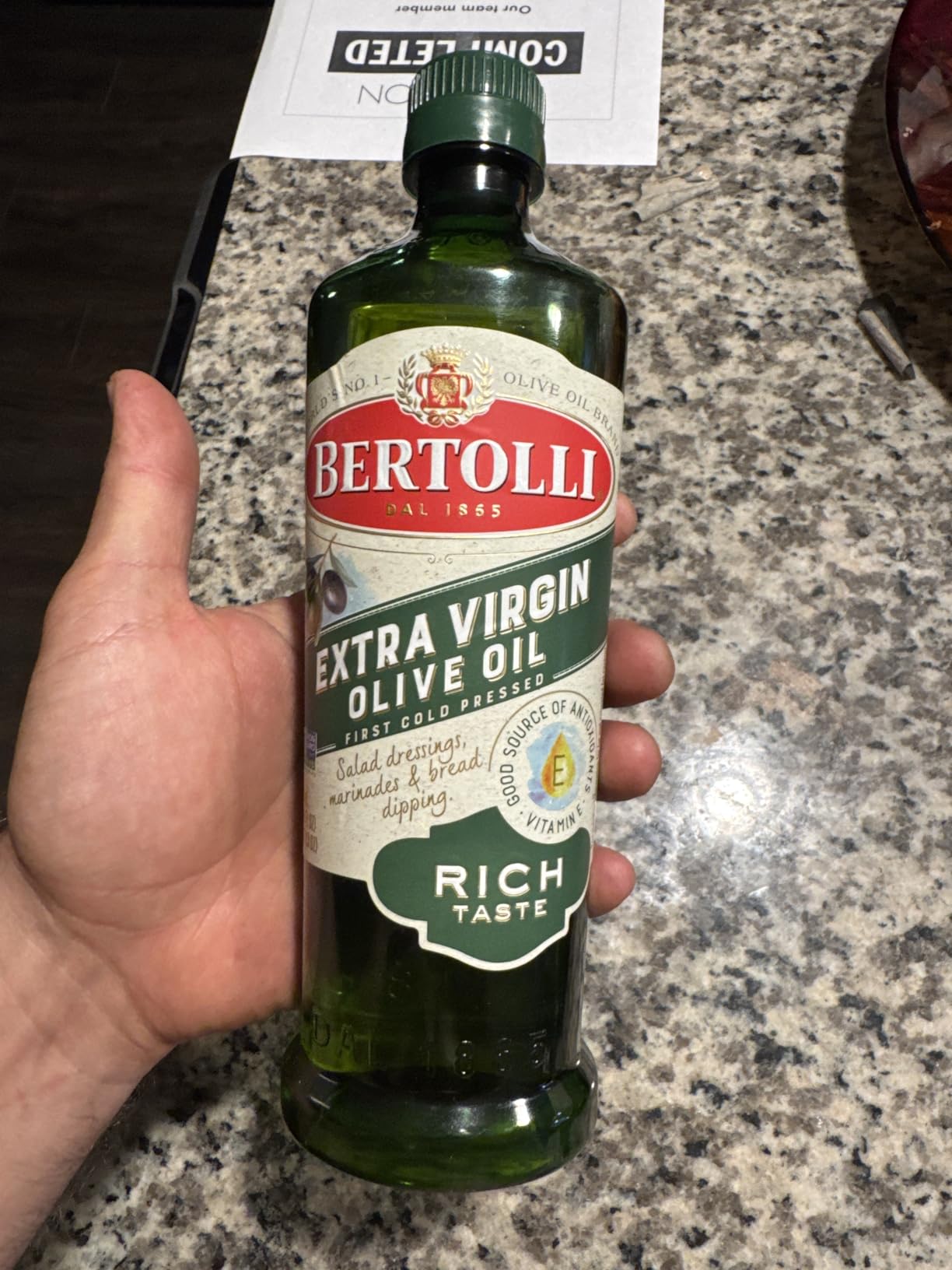 Bertolli Extra Virgin Olive Oil, Rich Taste, 16.9 fl oz - Customer Photo 2