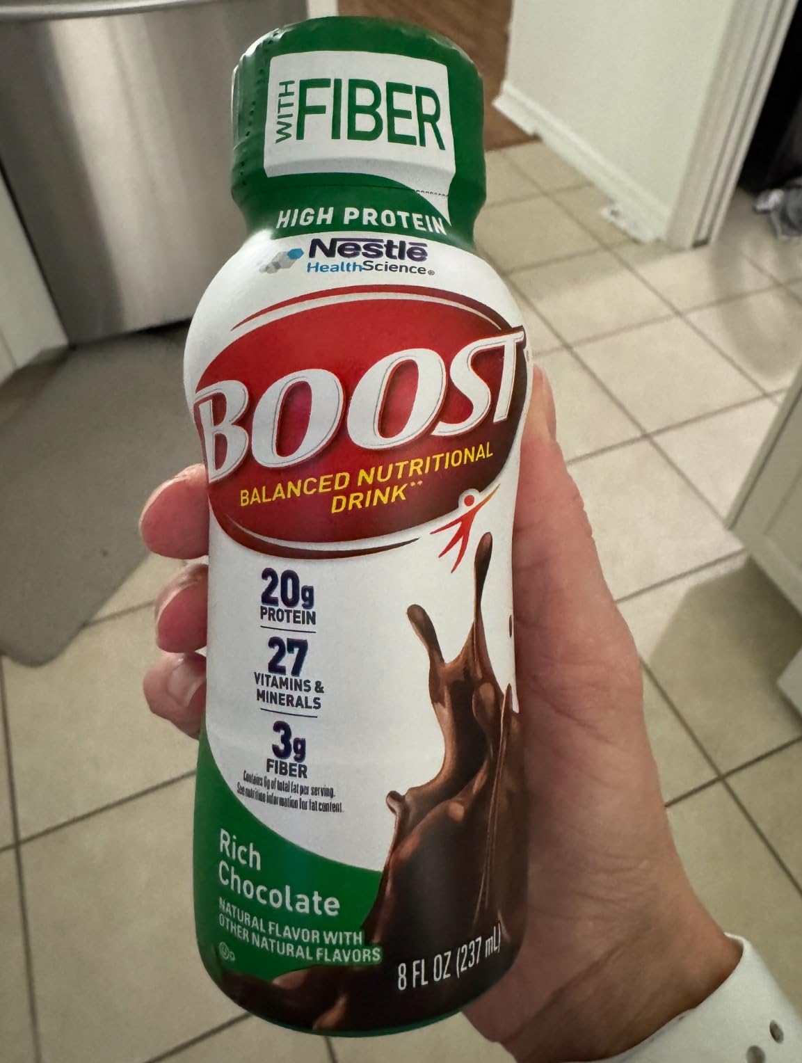 BOOST High Protein with Fiber Ready to Drink Complete Nutritional Drink, Rich Chocolate, 8 fl oz Bottle, 24 Pack - Customer Photo 3