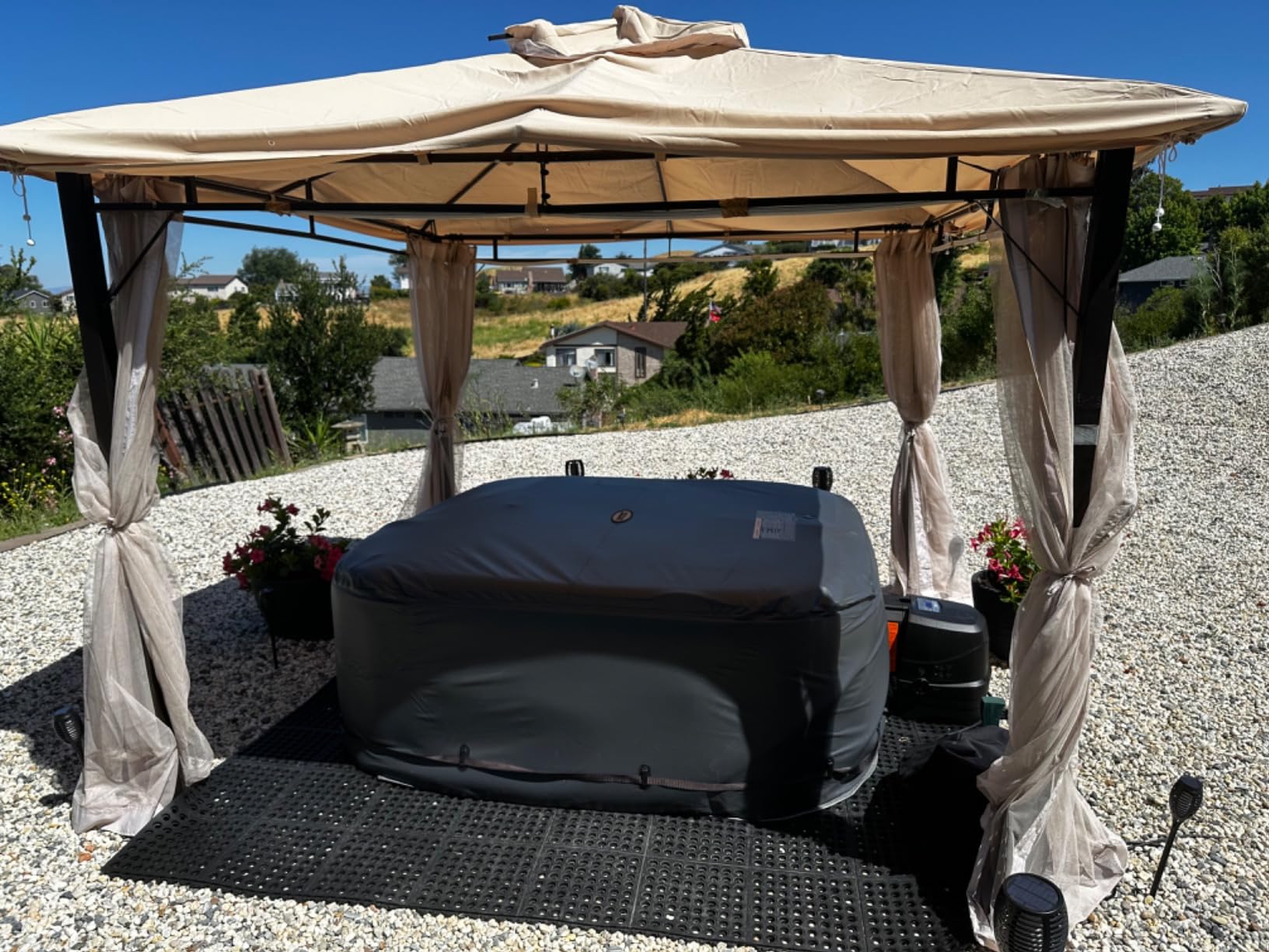INTEX PureSpa Greystone Deluxe Inflatable Hot Tub, with Built-in FastFill Inflation System, Spa Control App, and 4 Person Capacity, 83 INTEX PureSpa Greystone Deluxe Inflatable Hot Tub, with Built-in FastFill Inflation System, Spa Control App, and 4 Person Capacity, 83