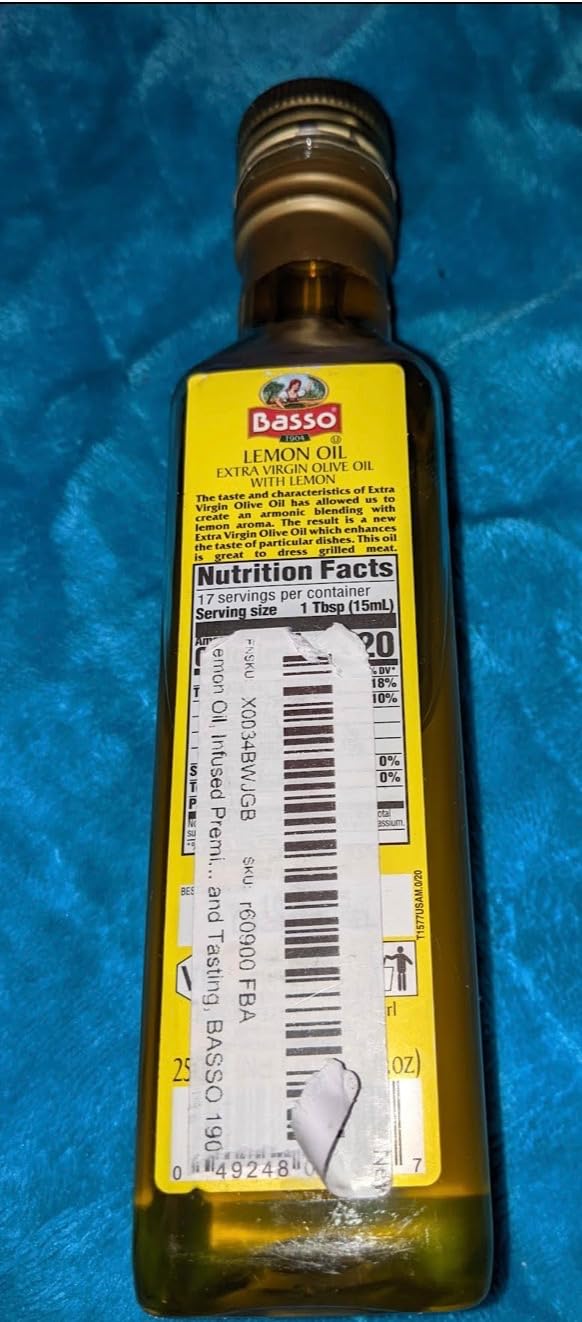 BASSO 1904 - Lemon Oil, Infused Premium Extra Virgin Olive Oil, 8.5 Fl Oz (250 ml), Finishing, Cooking, Dipping, Dressing, and Tasting - Customer Photo 5