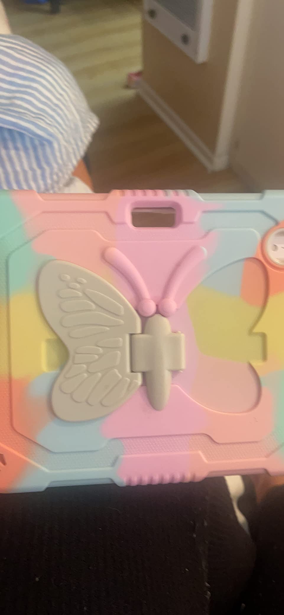 VOFUOE for iPad mini 7 Case for iPad mini 6 Case with Kickstand Butterfly Wings Pencil Holder, Heavy Duty Hard Rugged Cover for Kids Girls for iPad mini 7th/ 6th Gen 2024 2021 8.3 Inch -Rainbow Pink Customer Review VOFUOE for iPad mini 7 Case for iPad mini 6 Case with Kickstand Butterfly Wings Pencil Holder, Heavy Duty Hard Rugged Cover for Kids Girls for iPad mini 7th/ 6th Gen 2024 2021 8.3 Inch -Rainbow Pink - Customer Photo 1