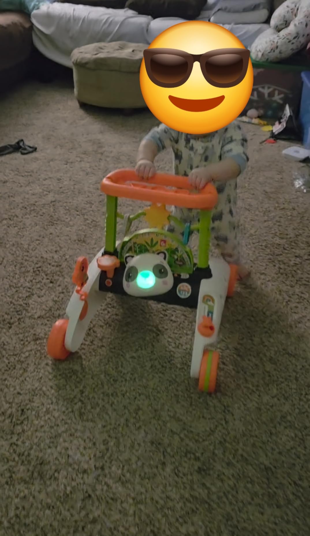 Fisher-Price Baby Push Toy 2-Sided Steady Speed Panda Walker Musical Learning Activity with 3 Blocks for Infants Ages 6+ Months (Amazon Exclusive) - Customer Photo 1