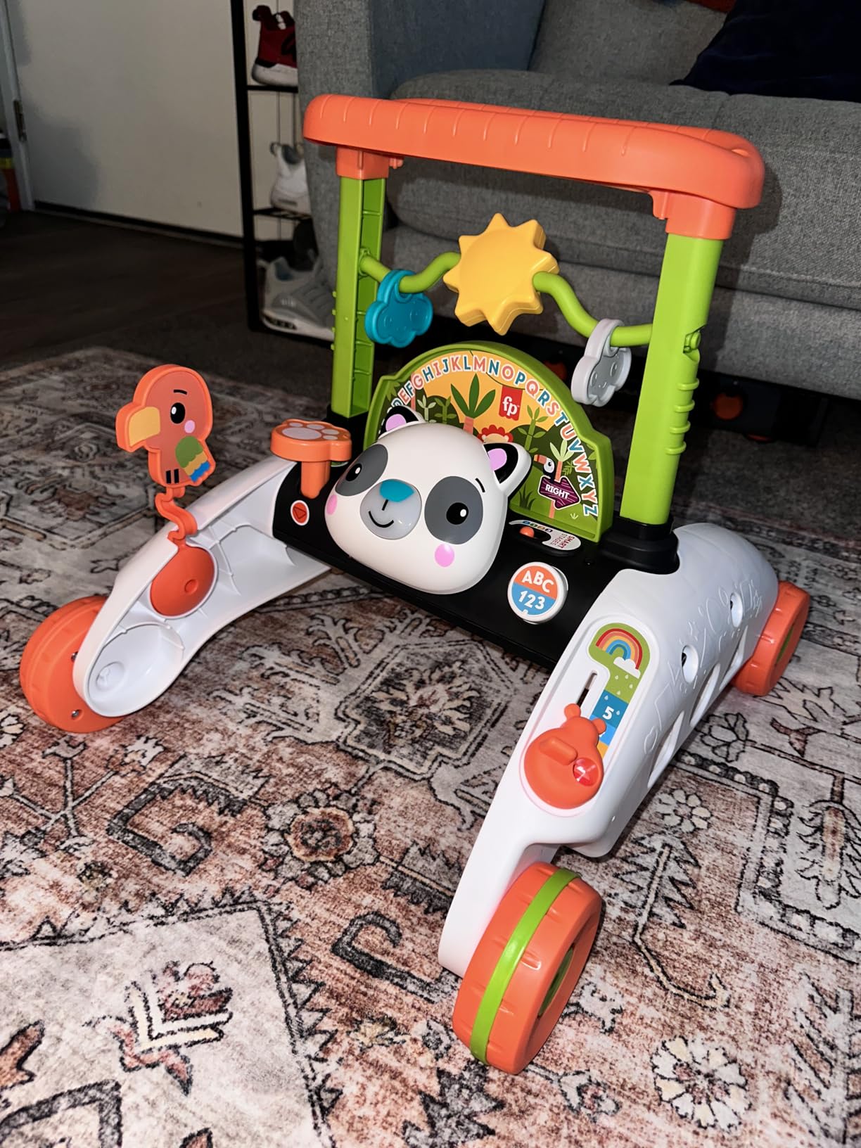 Fisher-Price Baby Push Toy 2-Sided Steady Speed Panda Walker Musical Learning Activity with 3 Blocks for Infants Ages 6+ Months (Amazon Exclusive) - Customer Photo 4