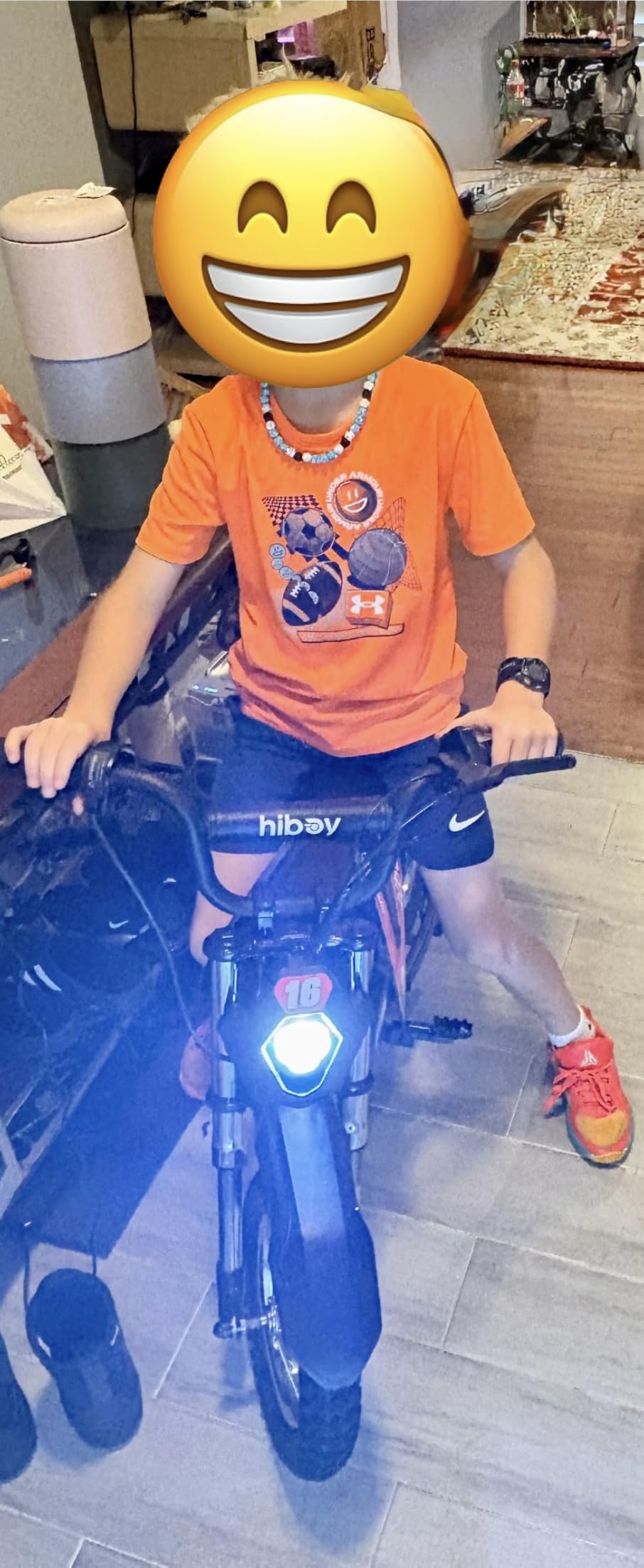 Hiboy DK1 36V Electric Dirt Bike,300W Electric Motorcycle - Up to 15.5MPH & 13.7 Miles Long-Range,3-Speed Modes Motorcycle for Kids Ages 3-10 Customer Review Hiboy DK1 36V Electric Dirt Bike,300W Electric Motorcycle - Up to 15.5MPH & 13.7 Miles Long-Range,3-Speed Modes Motorcycle for Kids Ages 3-10 - Customer Photo 1