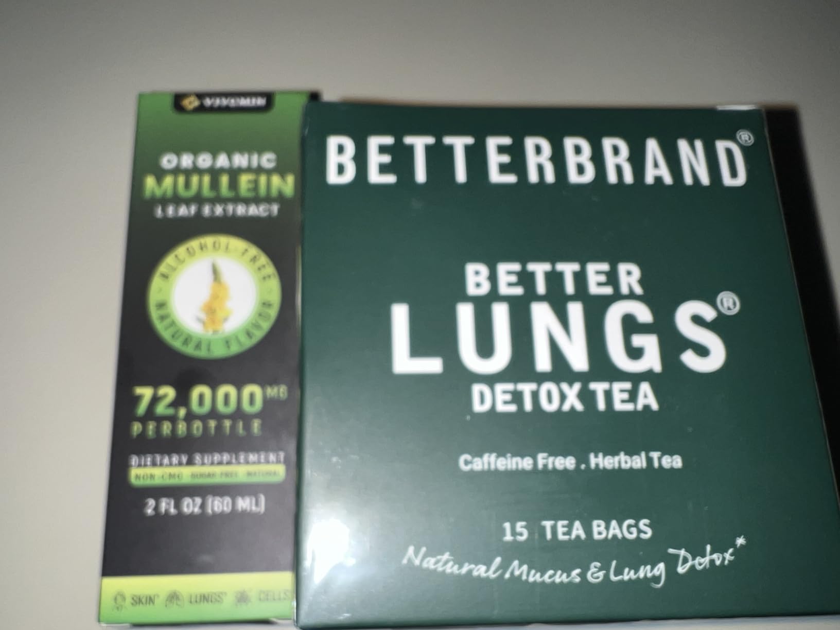 Betterbrand Mullein Tea Bags for Lung Detox - Respiratory Support with Thyme, Elderberry, Ginseng, Ginger, Caffeine Free Herbal Blend - 15 Tea Bags (Pack of 1) Customer Review Betterbrand Mullein Tea Bags for Lung Detox - Respiratory Support with Thyme, Elderberry, Ginseng, Ginger, Caffeine Free Herbal Blend - 15 Tea Bags (Pack of 1) - Customer Photo 1