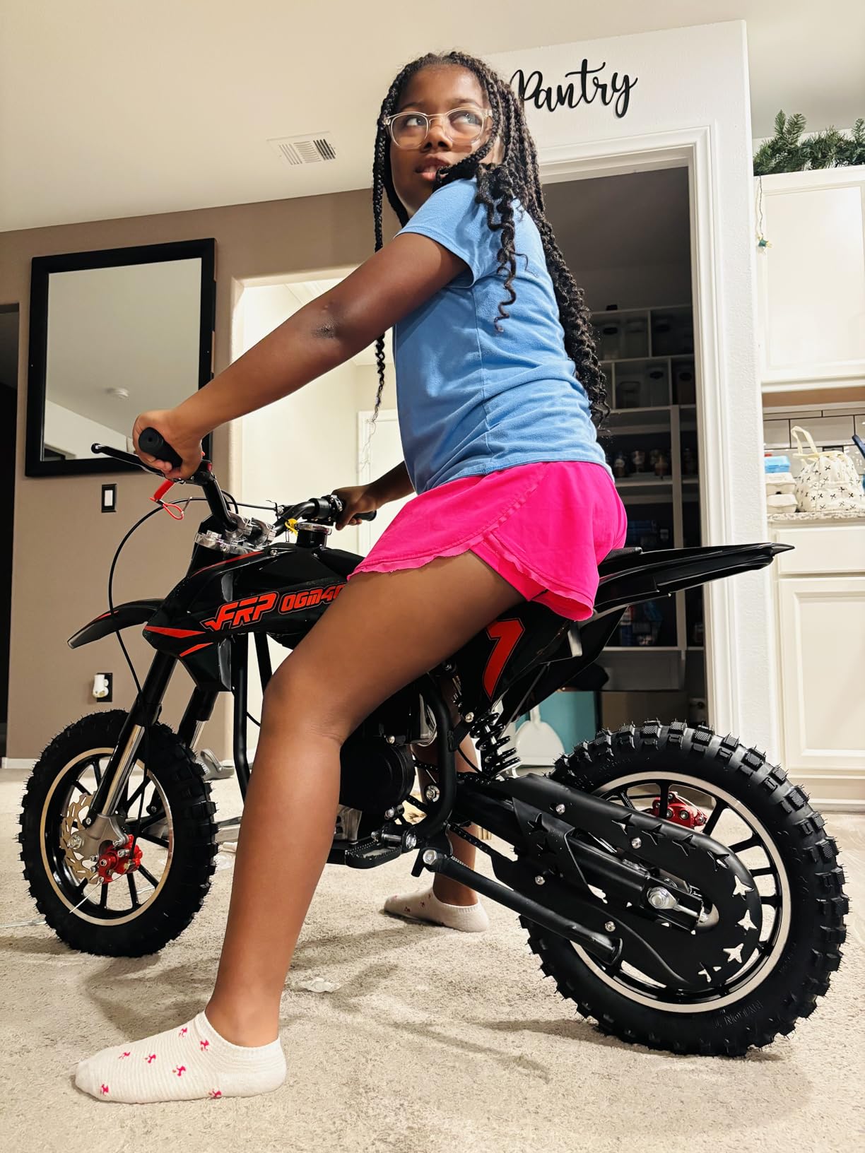 FRP FX40-Ogemaw Kids Dirt Bike, 40CC 4-Stroke Gas Powered Mini Dirt Bike, 20 MPH Max Speed, Easy Pull Start, No Oil Mixing, Front & Rear Disc Brakes, 132 LBS Capacity (Black) Customer Review FRP FX40-Ogemaw Kids Dirt Bike, 40CC 4-Stroke Gas Powered Mini Dirt Bike, 20 MPH Max Speed, Easy Pull Start, No Oil Mixing, Front & Rear Disc Brakes, 132 LBS Capacity (Black) - Customer Photo 2