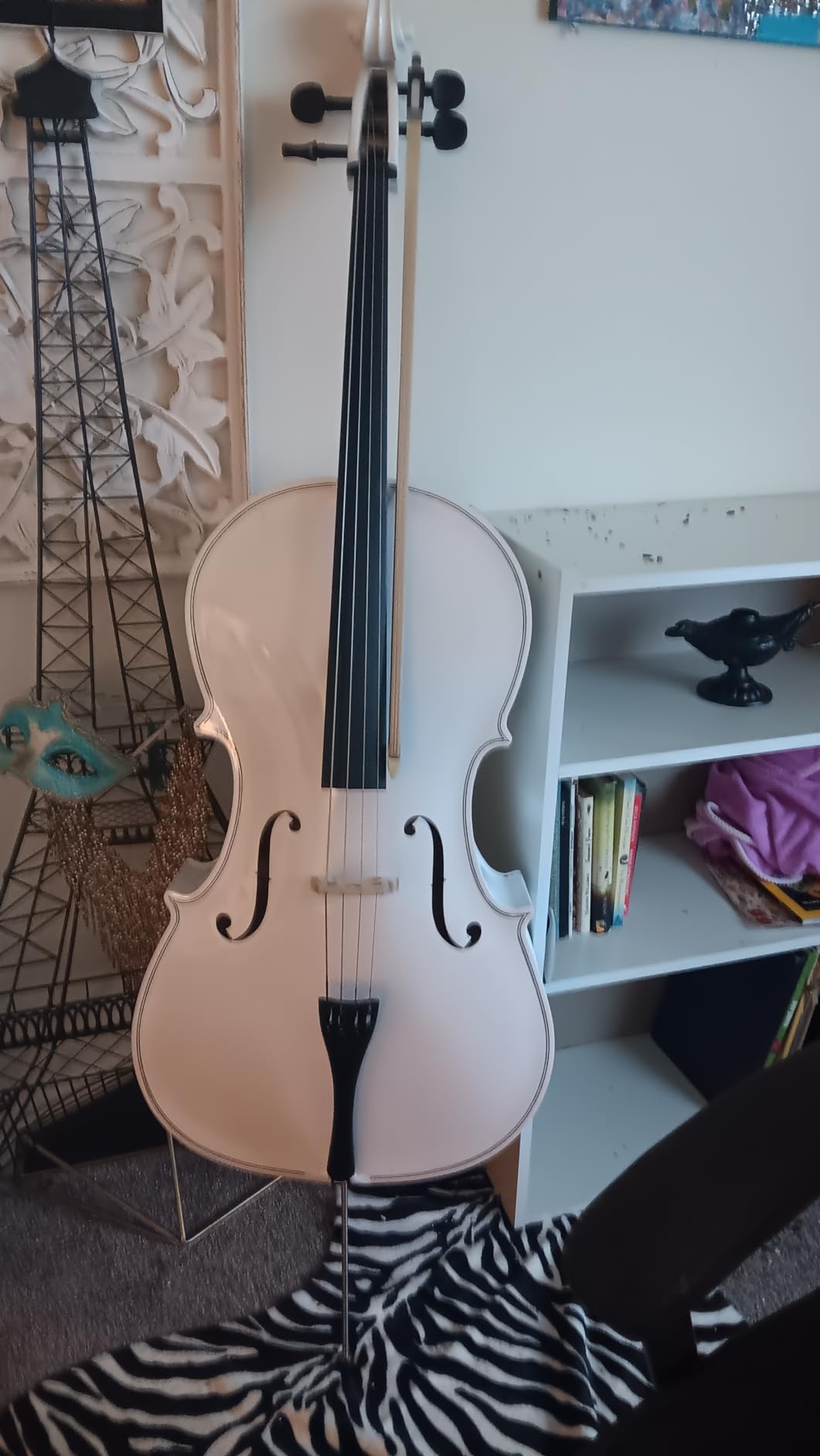 LYKOS 4/4 Professional Wood Acoustic Cello Beautiful Varnish Finishing+ Case + Bow + Rosin for Beginner (Black) customer photo 1