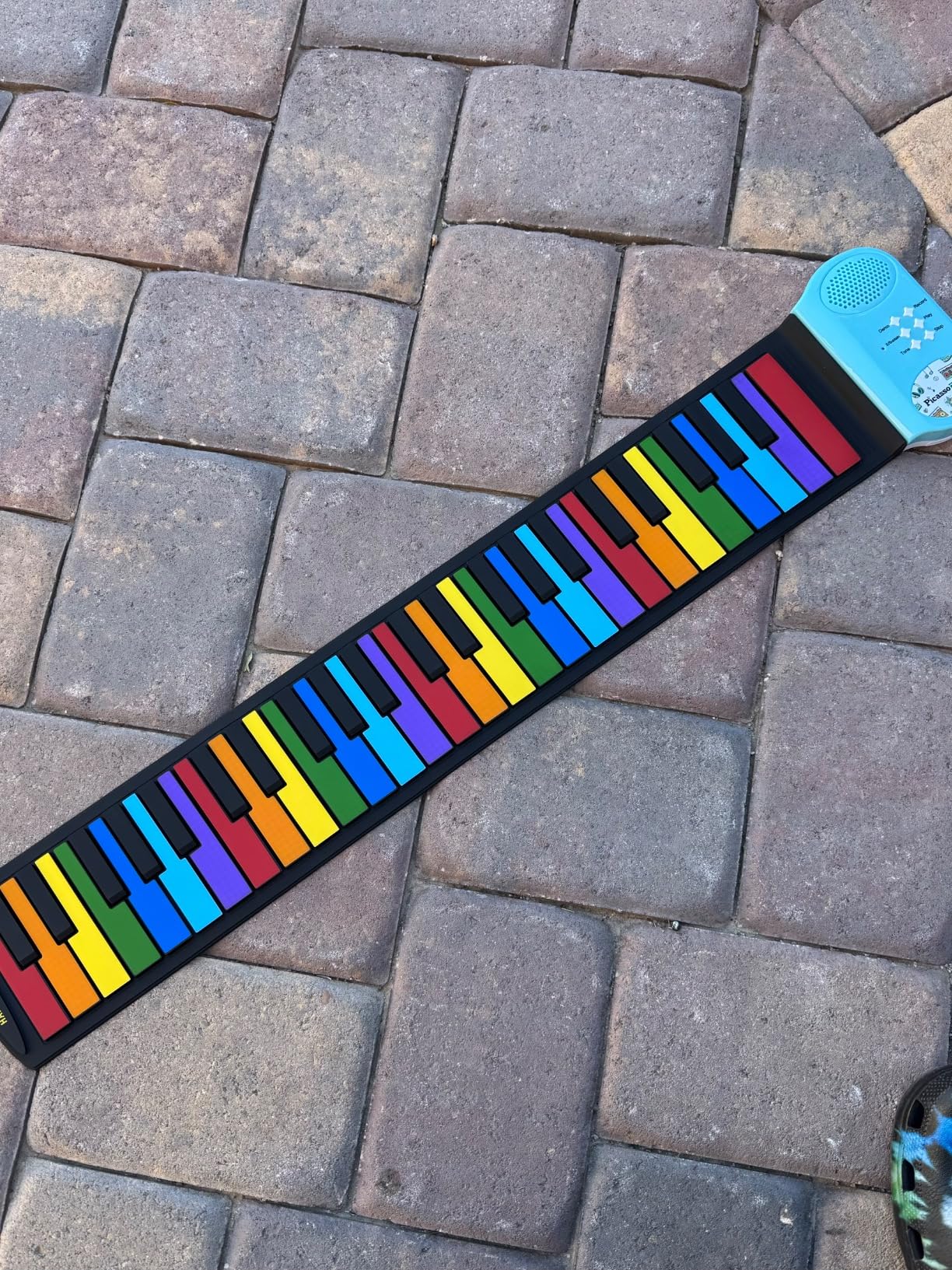 PicassoTiles Electronic Piano 49Key Flexible Roll-Up Keyboard with Recording Feature 8 Tones 6 Demo Songs Built-in Speaker Educational Music Toy for Kids Toddlers Boys Girls Rainbow Color Design PT49 customer photo 2