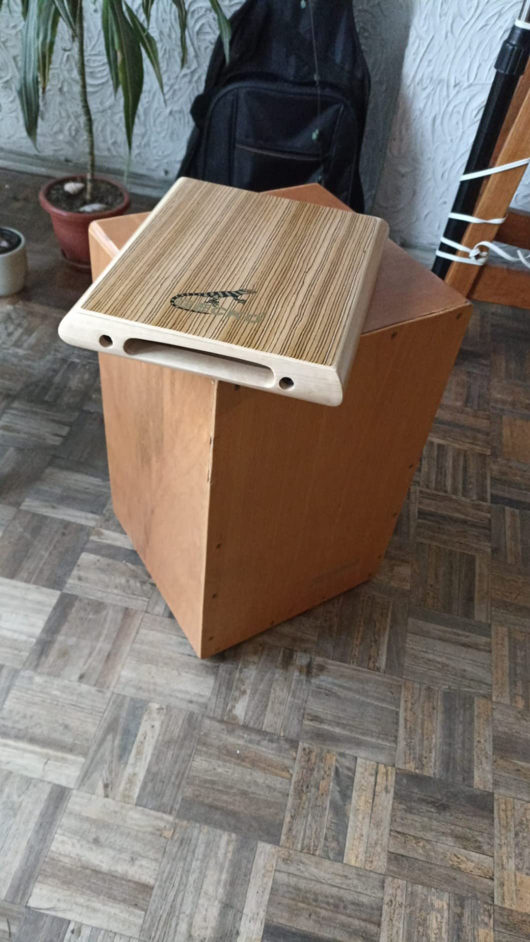 GECKO Travel Cajon, Zebra Wood Percussion Instrument with Internal Guitar Strings, Compact Size, Portable customer photo 2