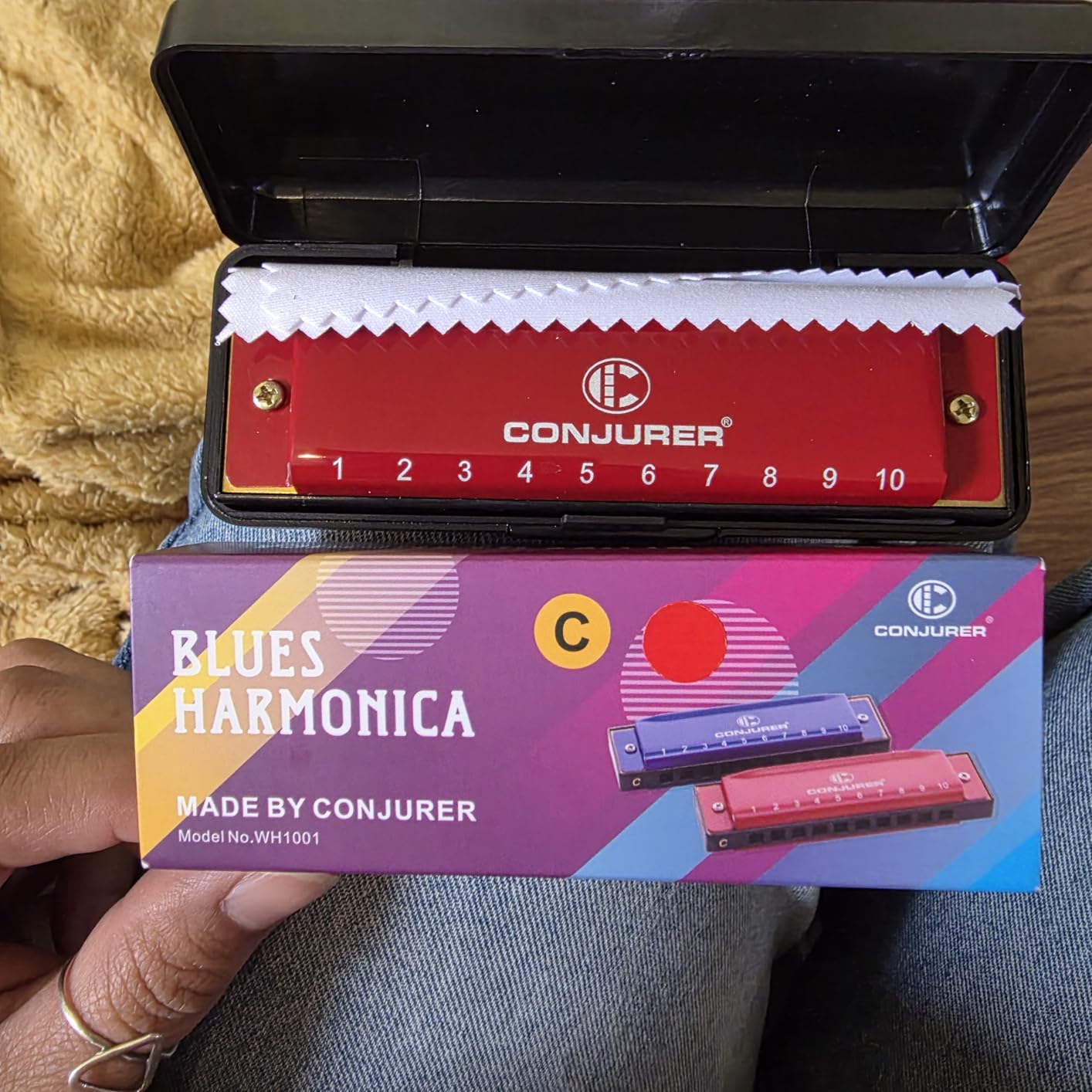 CONJURER Blues Harmonica for Beginners Adult 10 Hole Diatonic Harmonica Key of C, Brass Reed Metal Mouth Organ C Key with Case customer photo 1