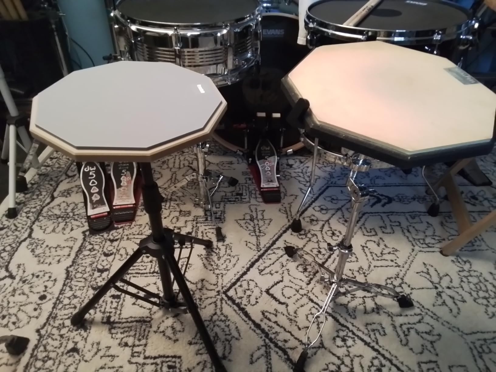 Drum Practice Pad Snare Drum Stand Set 12 In With Double Sided Silent Drum Pad, Drum sticks,Carrying Bag Adjustable Stand (Grey) customer photo 2