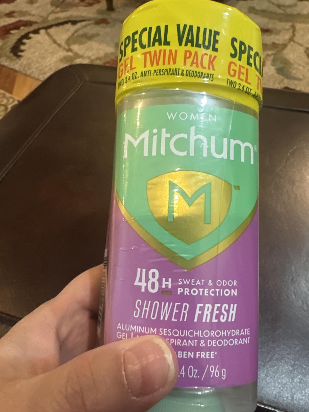 Mitchum Women's Antiperspirant Deodorant Gel Stick, Shower Fresh Scent, 48HR Sweat & Odor Protection, Triple Odor Defense, Alcohol-Free, 3.4 oz (Pack of 2) customer photo 2