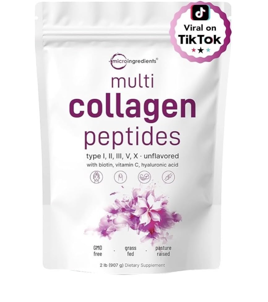Micro Ingredients Multi Collagen Peptides Powder, 2lb - Hydrolyzed Type I,II,III,V,X with Biotin, Hyaluronic Acid, Vitamin C - Unflavored customer photo 1