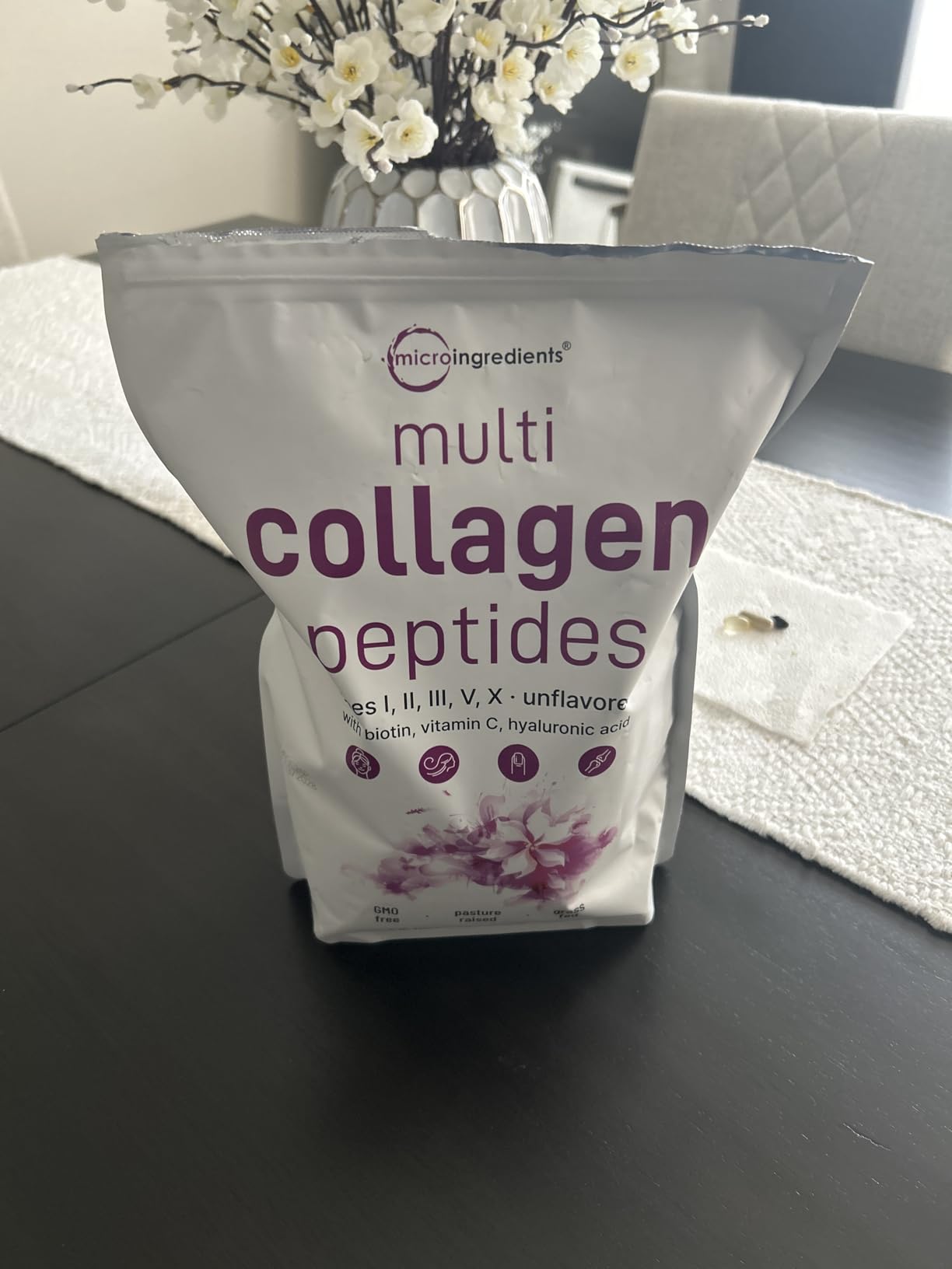 Micro Ingredients Multi Collagen Peptides Powder, 2lb - Hydrolyzed Type I,II,III,V,X with Biotin, Hyaluronic Acid, Vitamin C - Unflavored customer photo 2