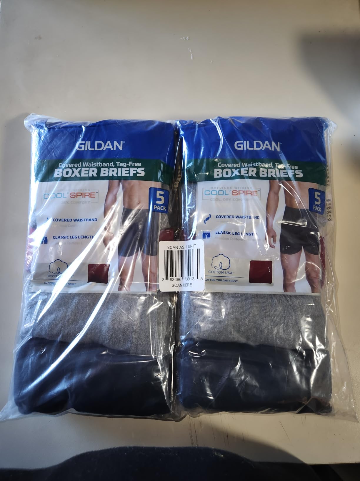 Gildan Men's Underwear Covered Waistband Boxer Briefs, Multipack customer photo 2
