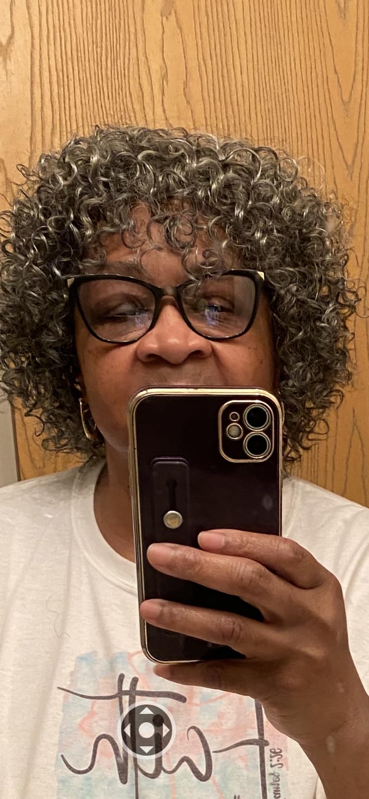 HUA Grey Glueless Wigs Human Hair Wigs - Mixed Kinky Curly Wear and Go Glueless Wig Ombre Gray 8 Inch customer photo 1