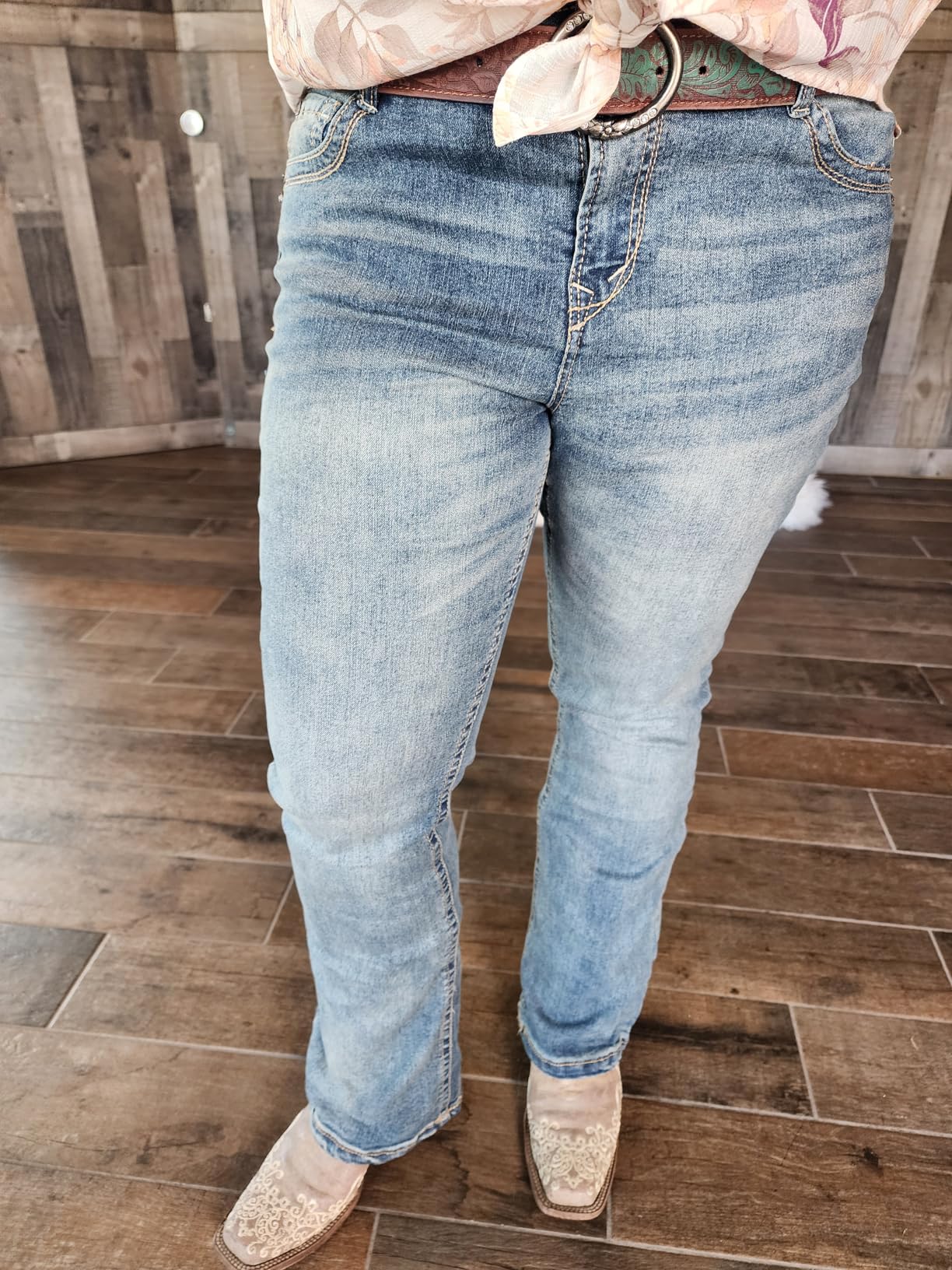 WallFlower Luscious Curvy Bootcut Jeans for Women, Mid-Rise Insta Stretch Denim, Size-Inclusive Juniors Jeans customer photo 2