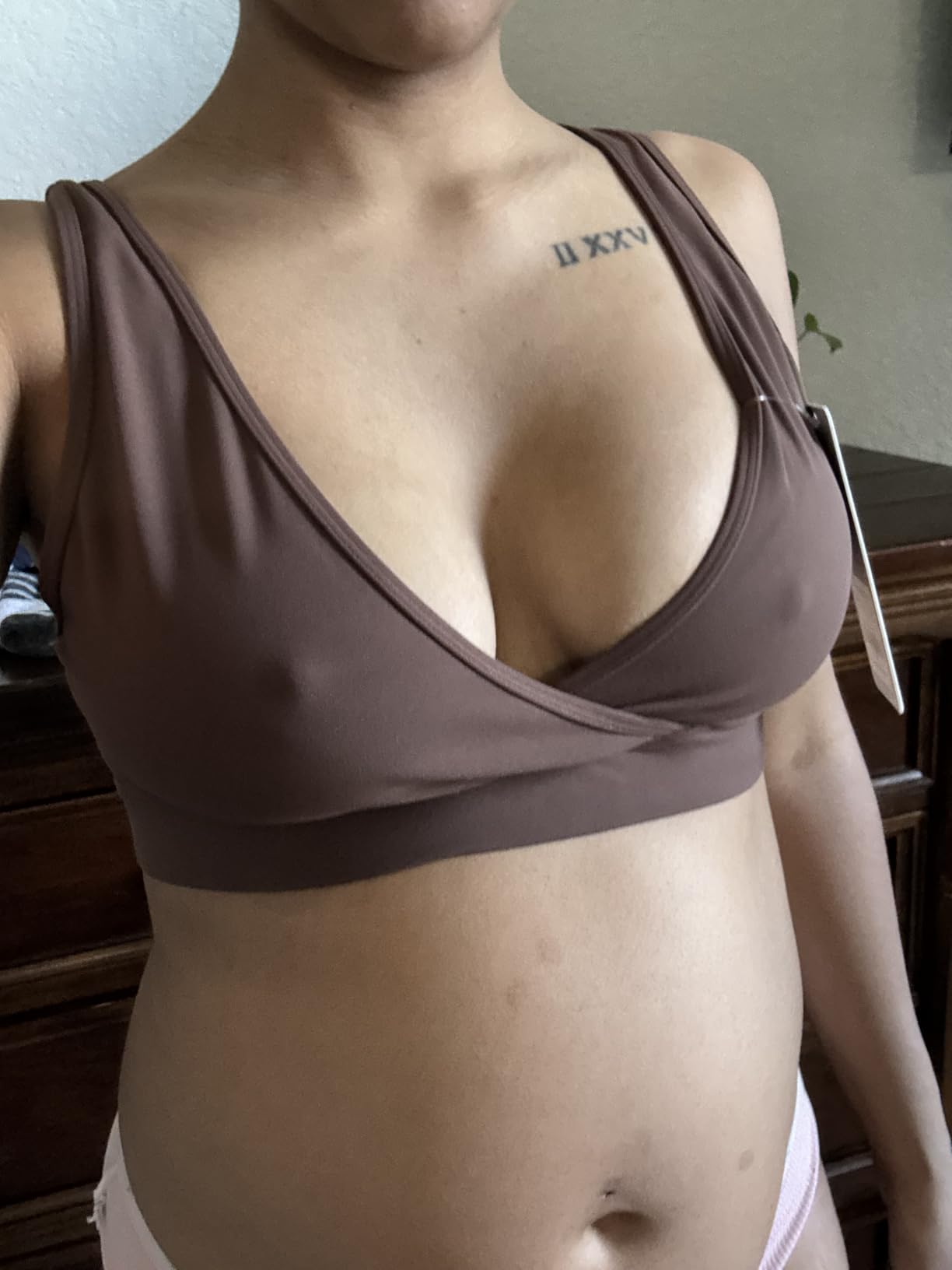 CRZ YOGA Butterluxe Maternity V Neck Nursing Bras - Wireless Sleep Breastfeeding Lounge Womens Pregnancy Bralette Comfy customer photo 2
