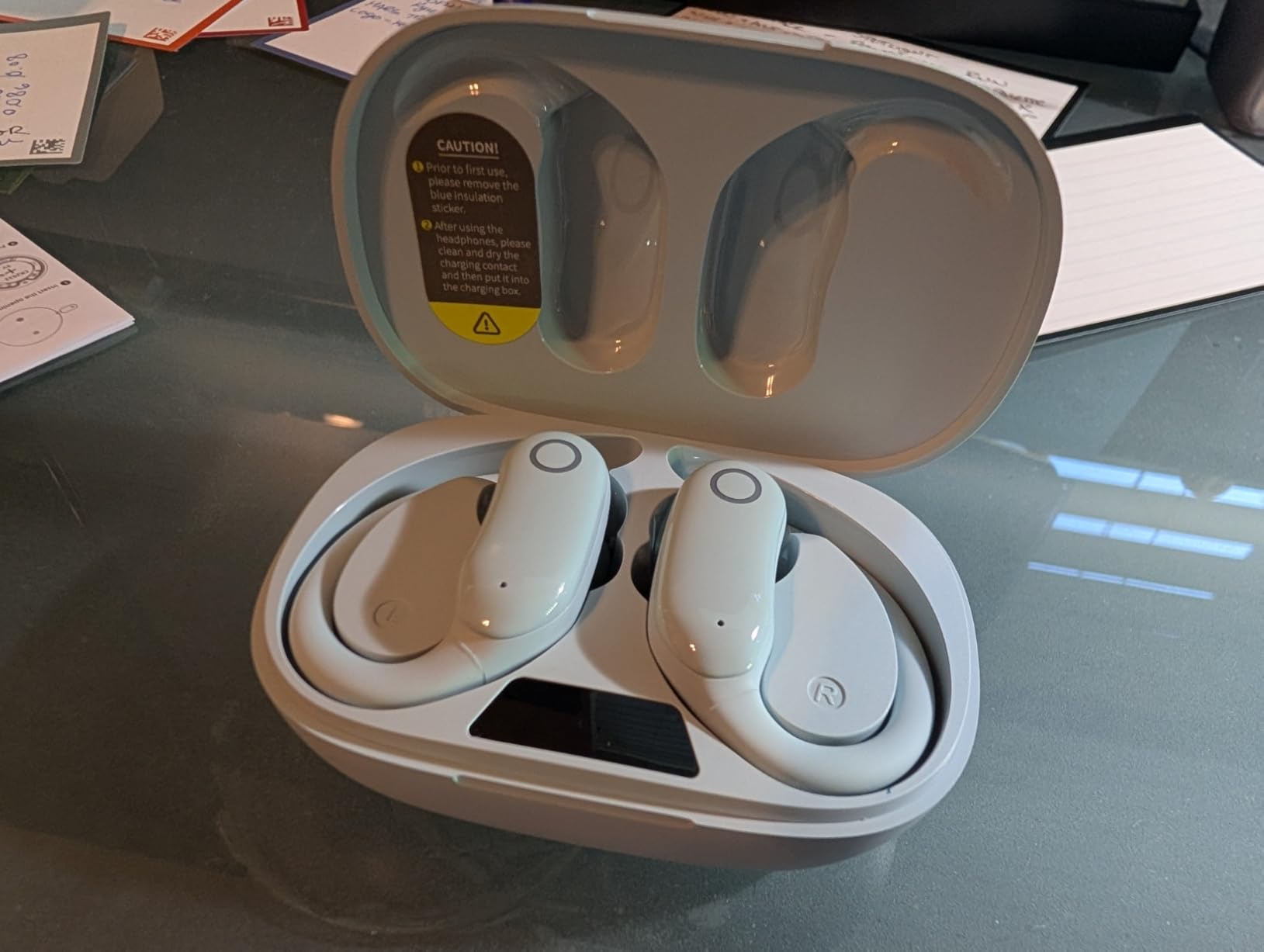 GNMN Active Noise Cancelling Ear Buds Wireless Earbuds 96hrs Playback Bluetooth Headphones Dual Battery Display Stereo Bass Earphones with Earhooks Microphone IPX7 Waterproof for Sports/Running/Workout customer photo 2