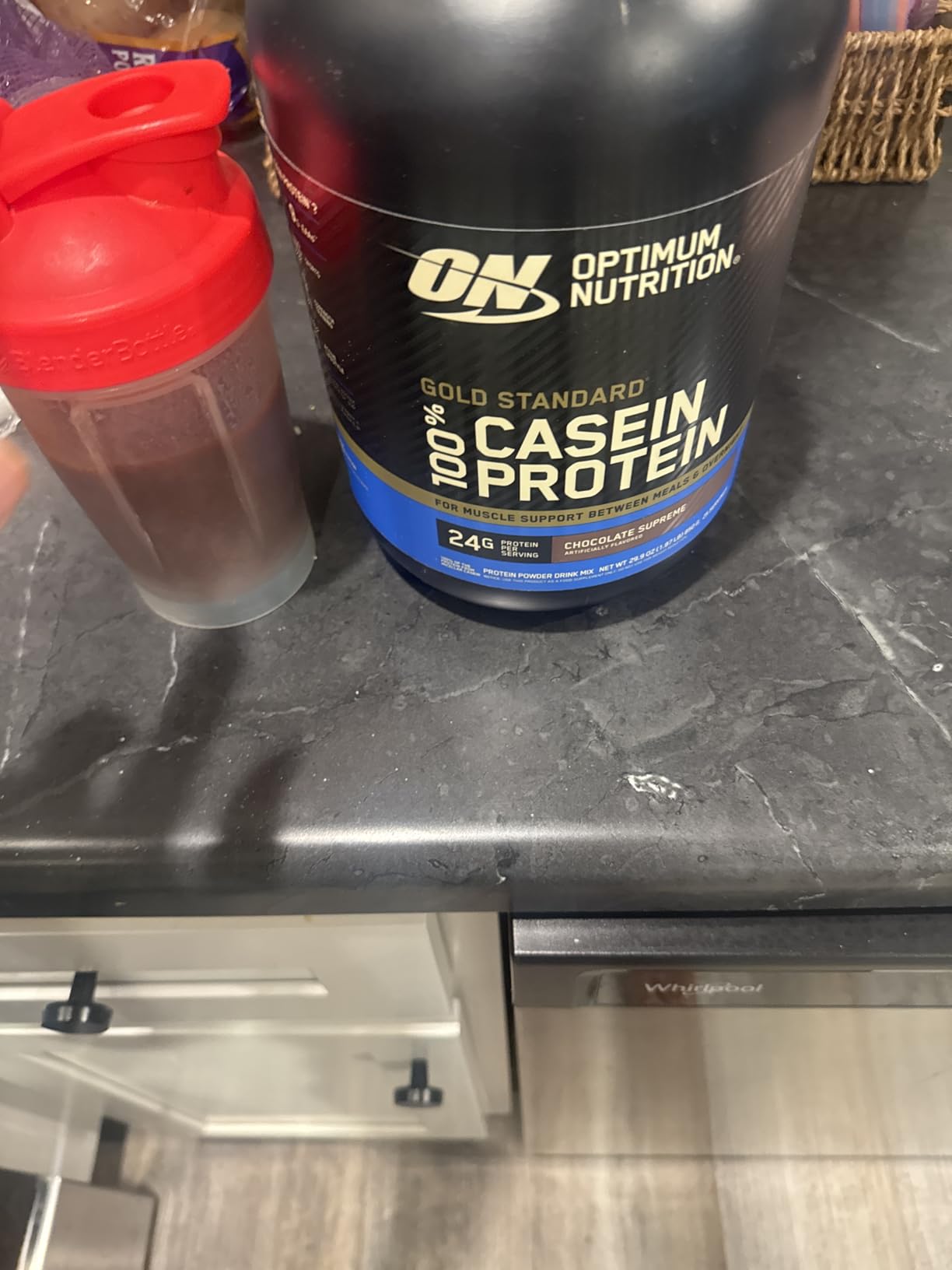 Optimum Nutrition Gold Standard 100% Micellar Casein Protein Powder, Slow Digesting, Helps Keep You Full, Overnight Muscle Recovery, Chocolate Supreme, 2 Pound (Packaging May Vary) customer photo 1