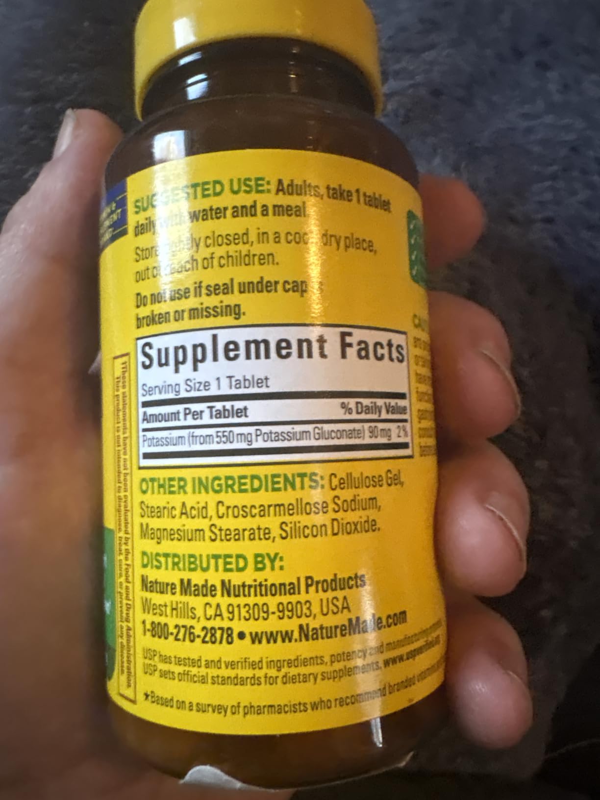 Nature Made Potassium Gluconate 550 mg, Potassium Supplements, 100 Tablets | Dietary Supplement for Nerve, Muscle and Heart Function Support, Helps Support Fluid Balance, Gluten Free, 100 Day Supply customer photo 1