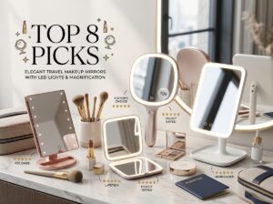 travel makeup mirrors with magnifying lights