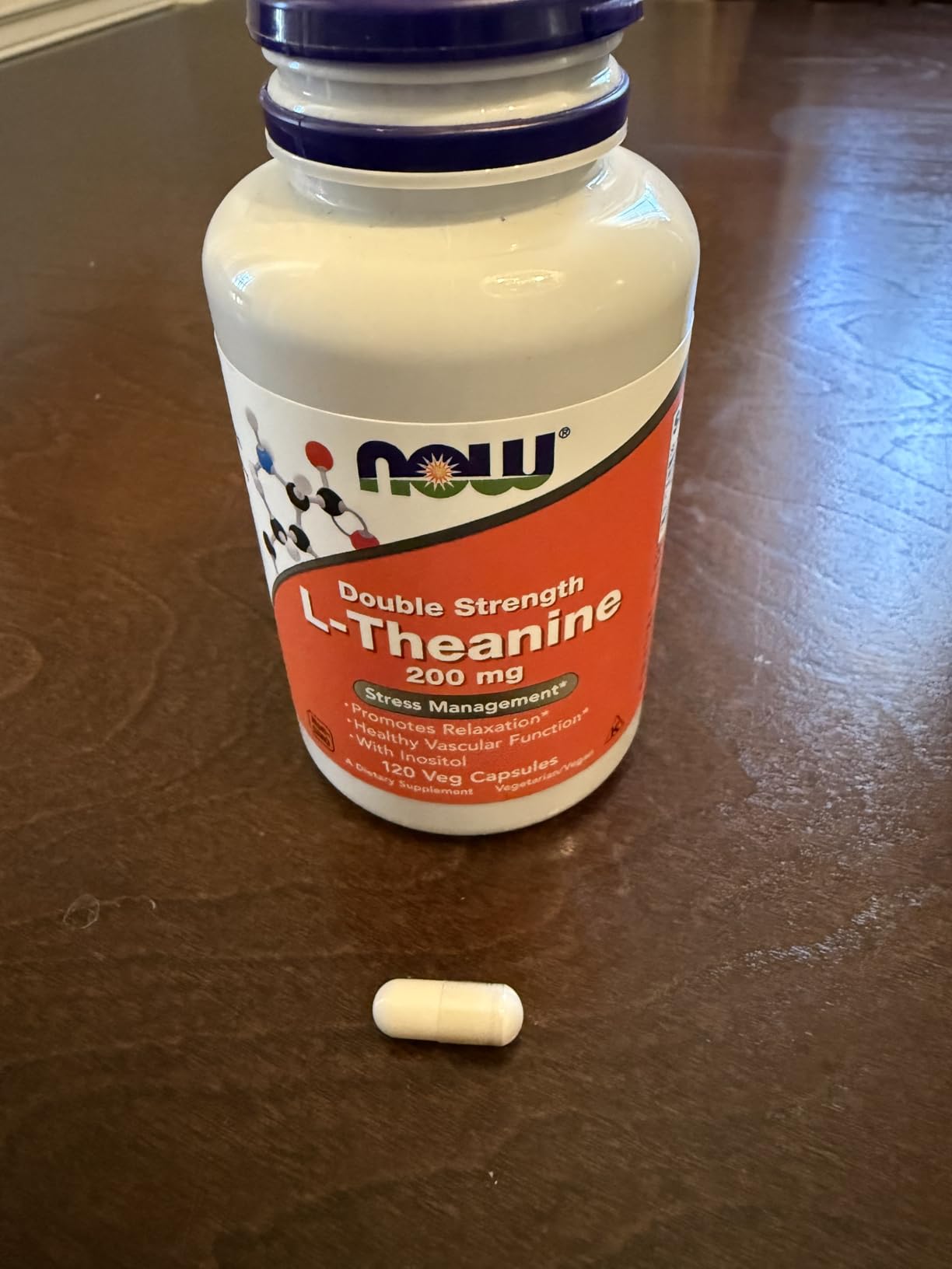 NOW Foods Supplements, L-Theanine 200 mg with Inositol, Stress Management, 60 Veg Capsules customer photo 1