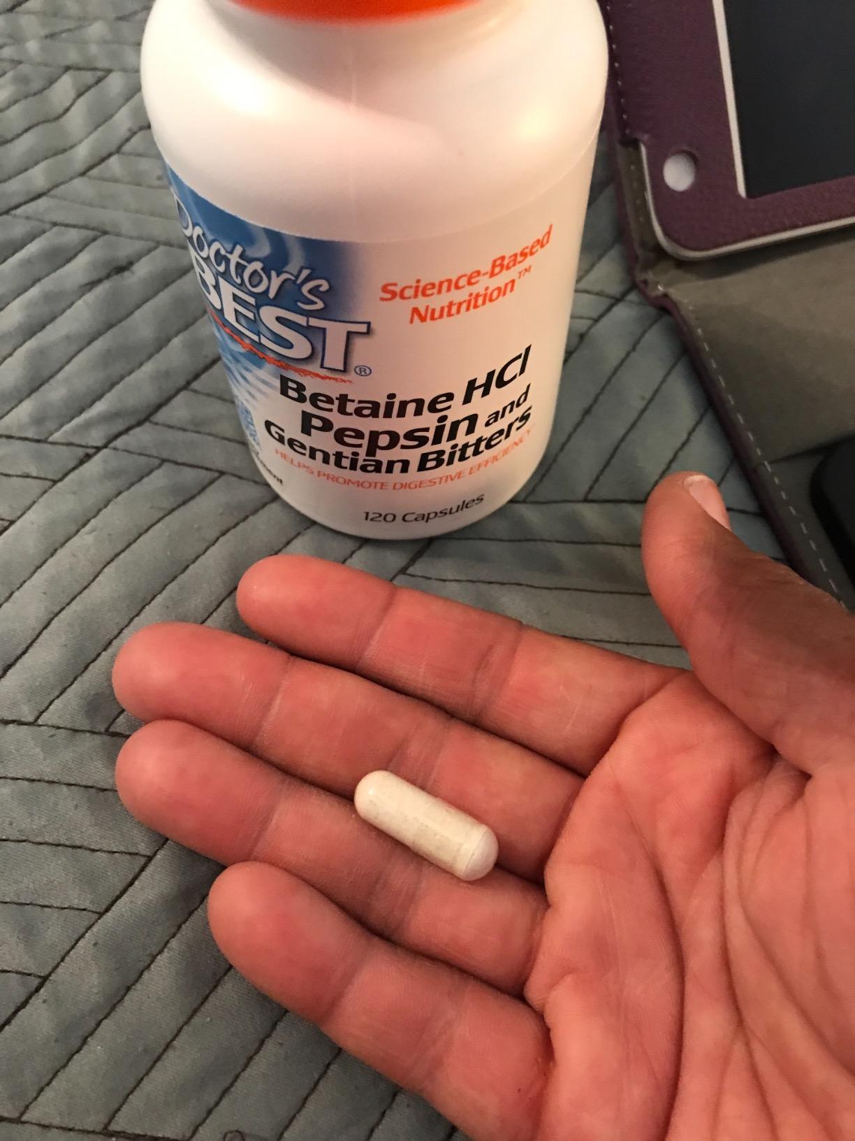 Doctor's Best Betaine HCI Pepsin & Gentian Bitters, Digestive Enzymes for Protein Breakdown & Absorption, Non-GMO, Gluten Free, 120 Caps, Original Version customer photo 2