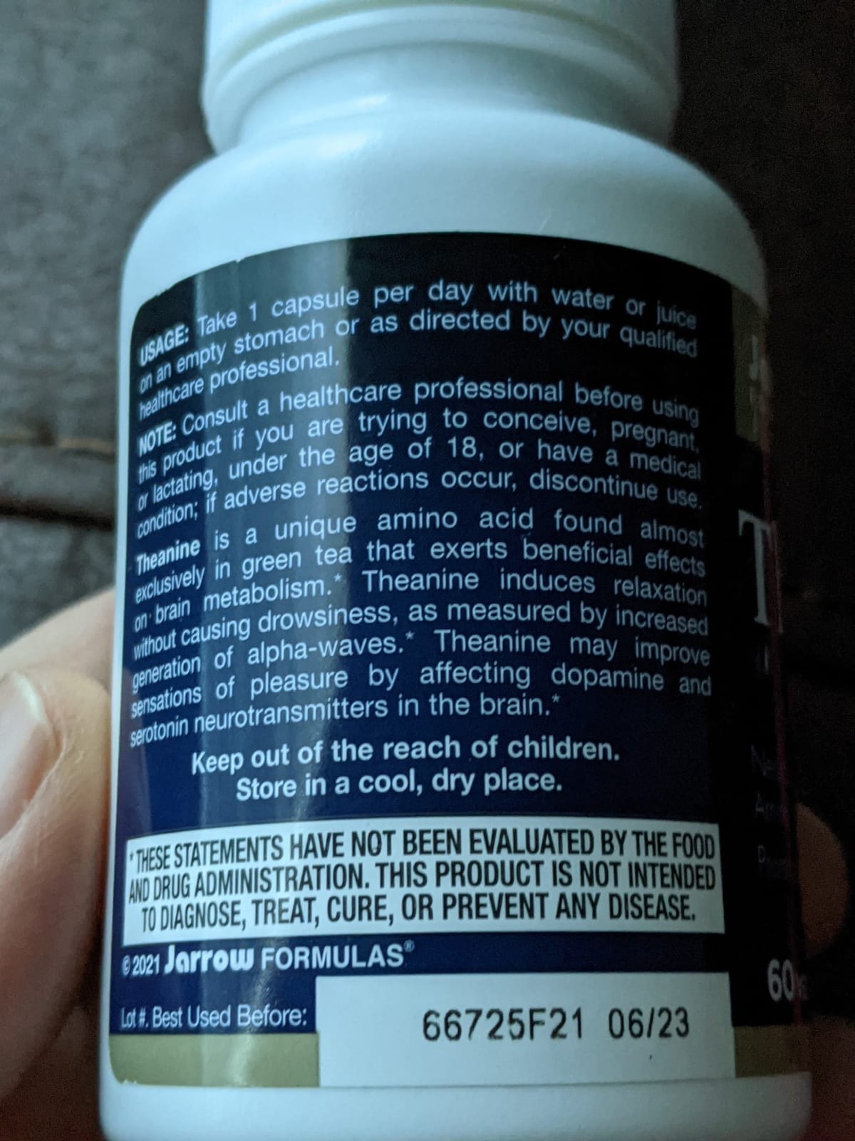 Jarrow Formulas Extra Strength L Theanine 200mg Dietary Supplement that Promotes Relaxation, Supplement for Relaxation Support, 60 Veggie Capsules, 60 Day Supply customer photo 1