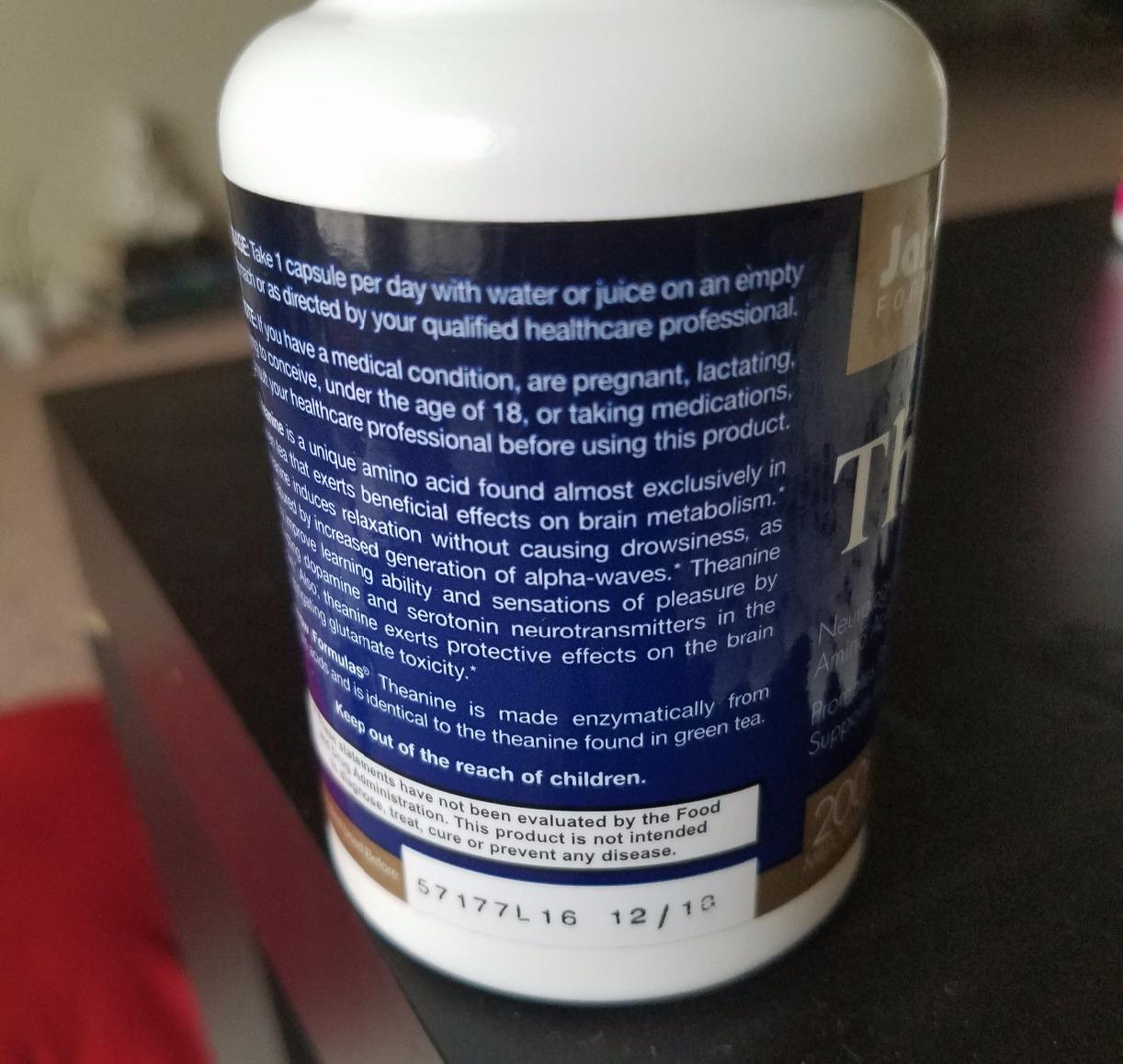 Jarrow Formulas Extra Strength L Theanine 200mg Dietary Supplement that Promotes Relaxation, Supplement for Relaxation Support, 60 Veggie Capsules, 60 Day Supply customer photo 2