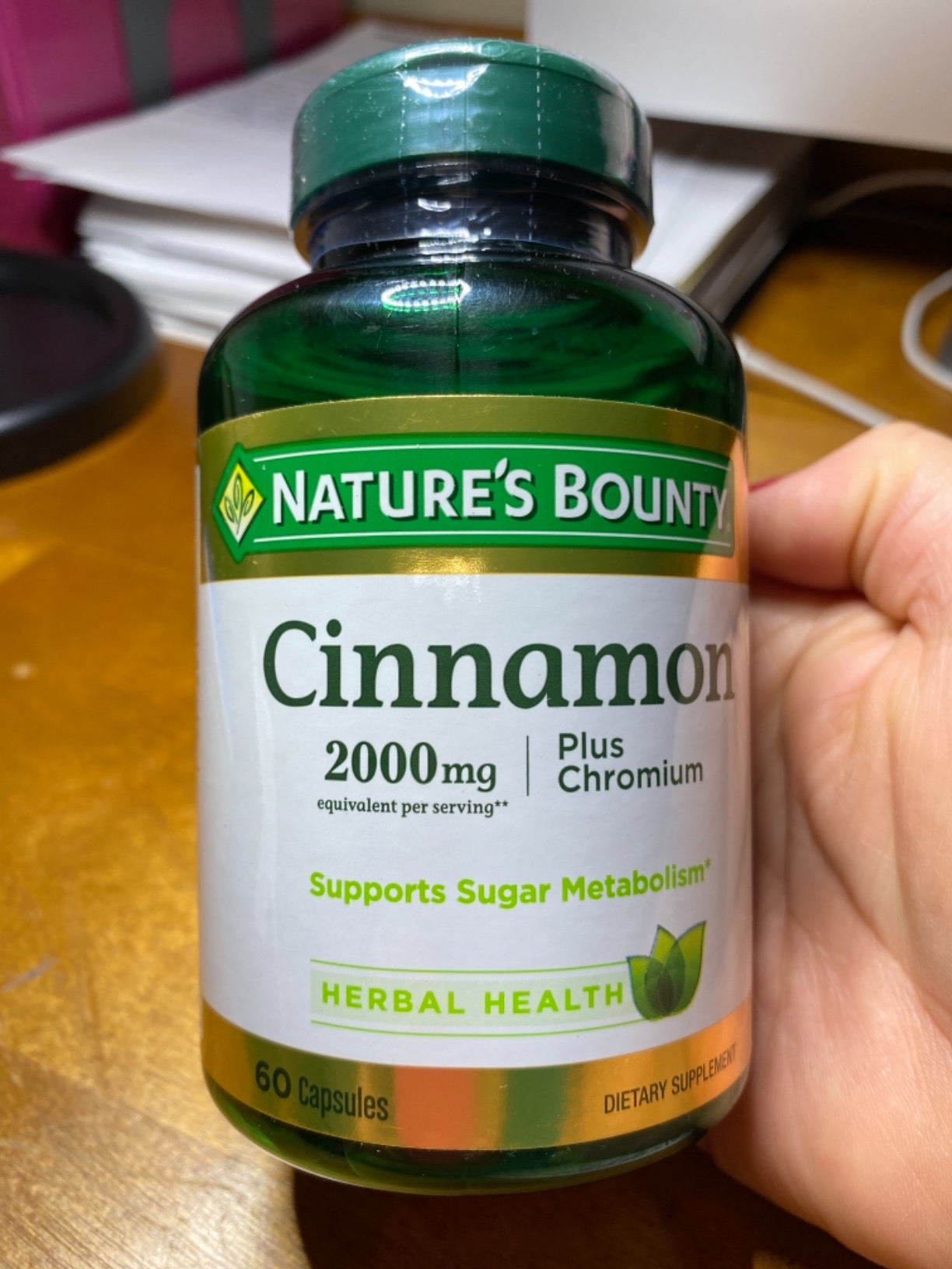 Nature's Bounty Cinnamon 2000mg Plus Chromium, 60 Capsules | Sugar Metabolism Support Supplement customer photo 1