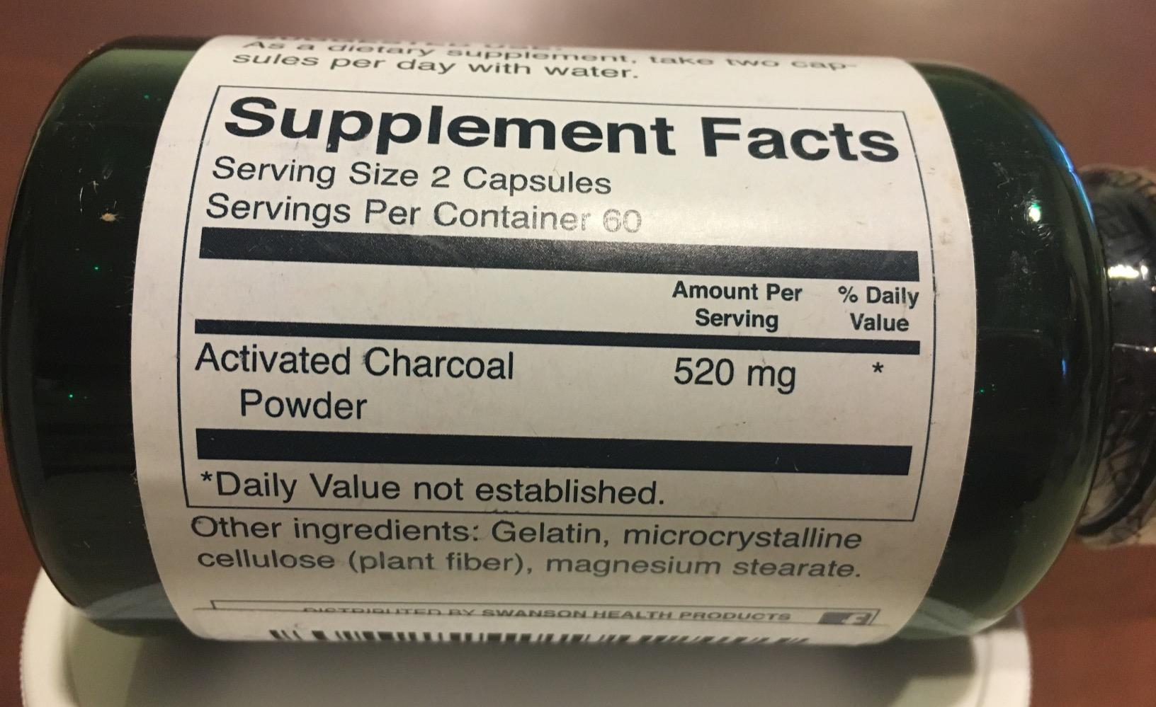 Swanson Activated Charcoal Digestive Support, 260 mg, 120 Capsules | For Digestive-Comfort-Seeking Adults, 520 mg per Serving, Supports Occasional Gas, Bloating and Bowel Regularity customer photo 1