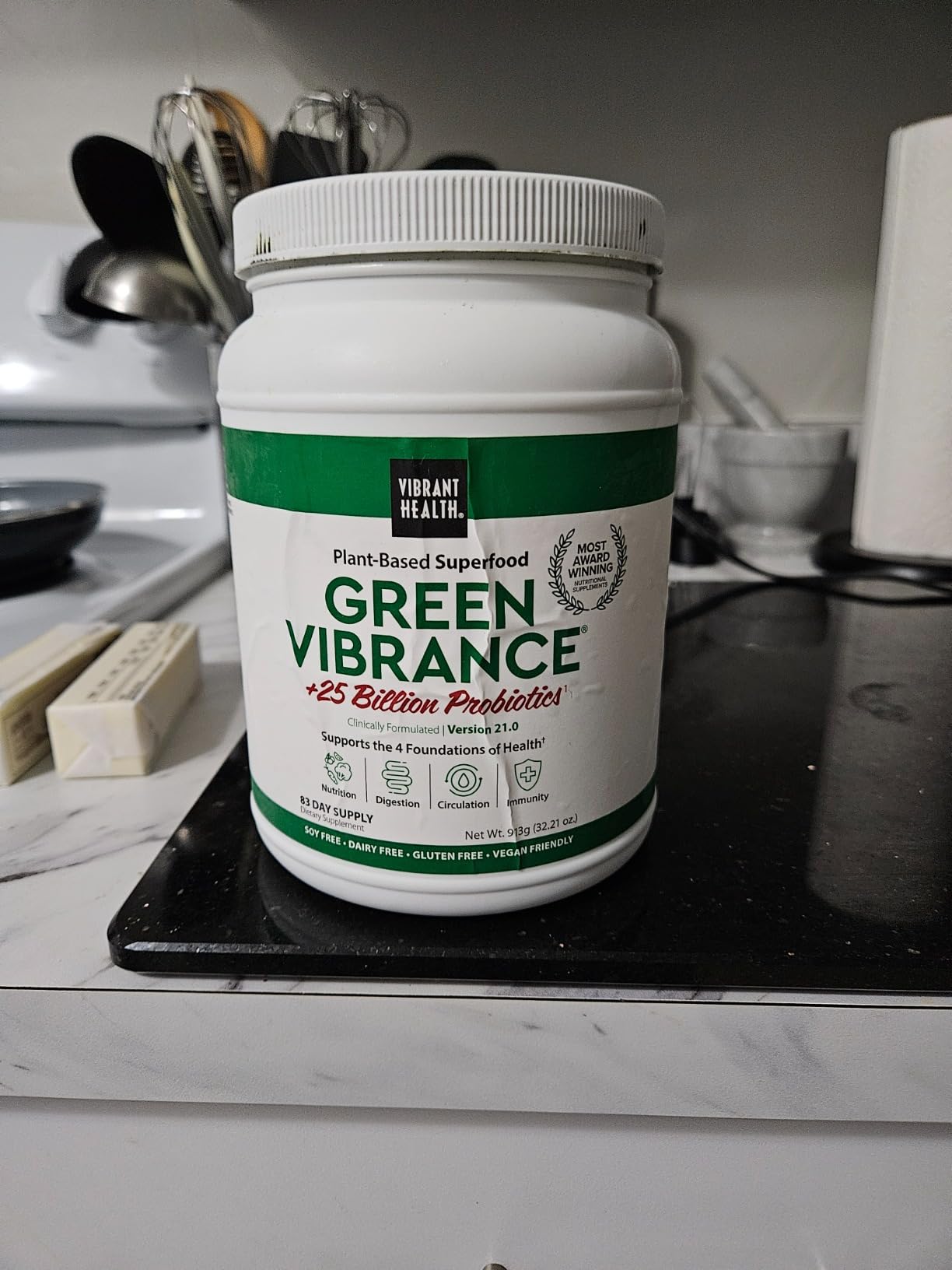 Vibrant Health, Green Vibrance, Includes 65 Plant-Based Superfoods, 25 Billion Probiotics, Fiber, Adaptogens & Enzymes, 30 Servings customer photo 2