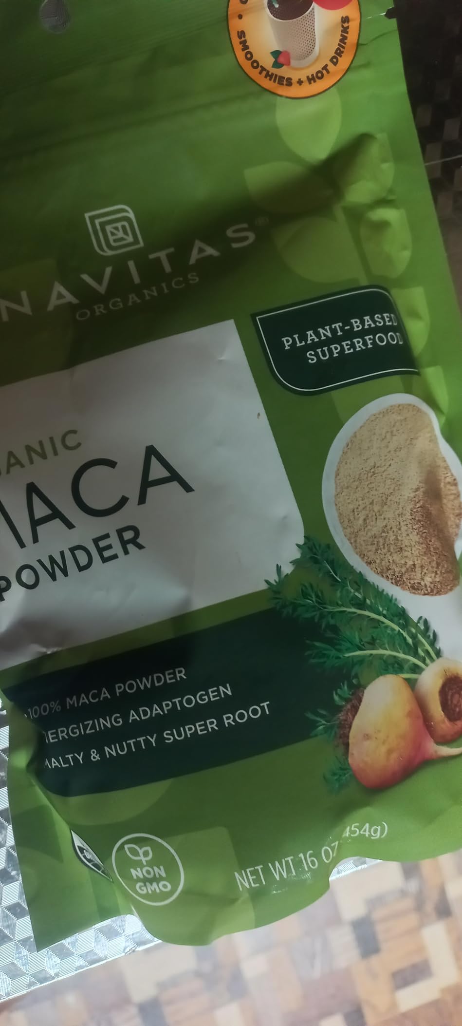 Navitas Organics Maca Powder - 100% Gelatinized Peruvian Maca for Adaptogen Smoothies, Lattes, Baking & More - Energize & Balance - USDA Organic, Non GMO, Vegan, Gluten Free (4oz. Bag, 23 Servings) customer photo 1