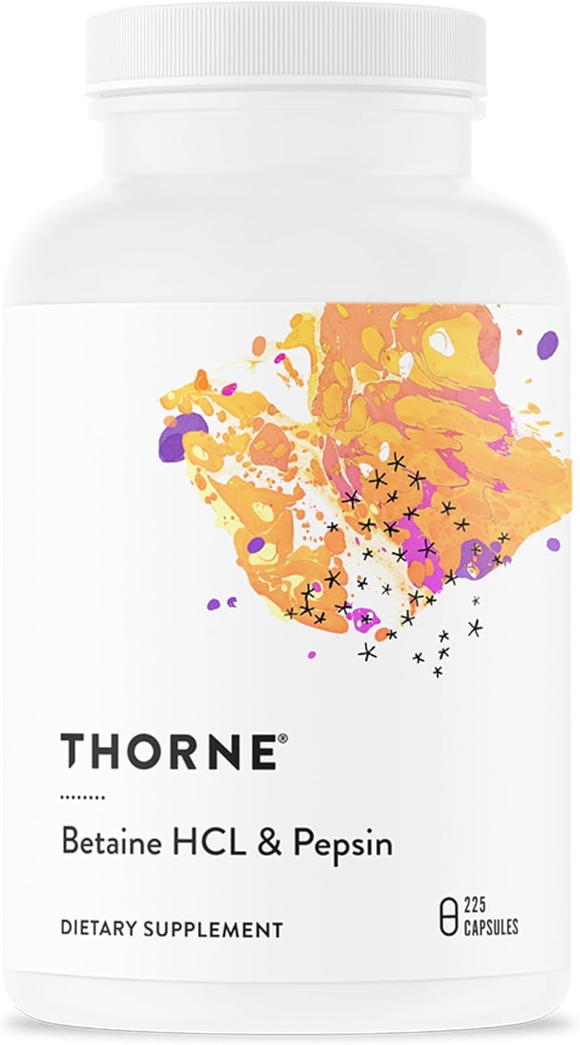 THORNE - Betaine HCL & Pepsin - Digestive Enzyme & Hydrochloric Acid Supplement for Protein Digestion & Occasional Gas or Bloating Relief - Third-Party Certified - Gluten & Dairy-Free - 225 Capsules customer photo 1
