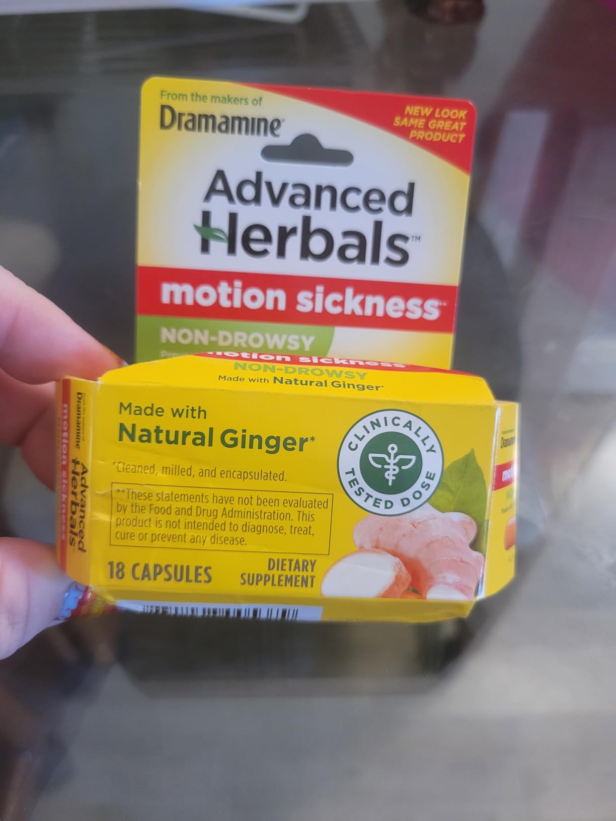 Dramamine Advanced Herbals, Motion Sickness Relief, Ginger Capsules, 18 Ct | Non-Drowsy, Relief from Nausea, Capsules Made with Natural Ginger customer photo 2