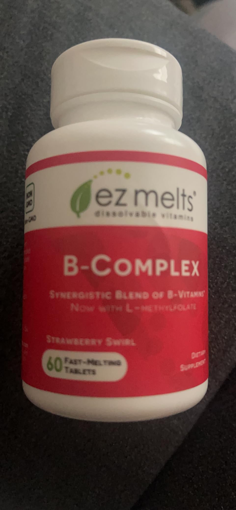 EZ Melts Dissolvable B-Complex - Vitamin B Complex - Provides Energy Metabolism & Heart Health Support - with Methylated B12 & Folate - Non-GMO & Vegan - Strawberry Swirl - 60 Tablets (60 Servings) customer photo 1