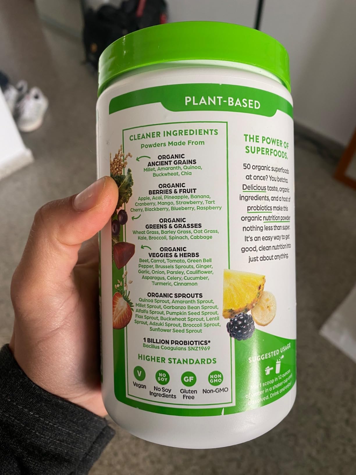 Orgain Organic Greens Powder + 50 Superfoods, Original - 1 Billion Probiotics for Digestive Health, Antioxidants, Vegan, Plant-Based, Gluten-Free, Non-GMO, Green Juice & Smoothie Drink Mix - 0.62lb customer photo 2