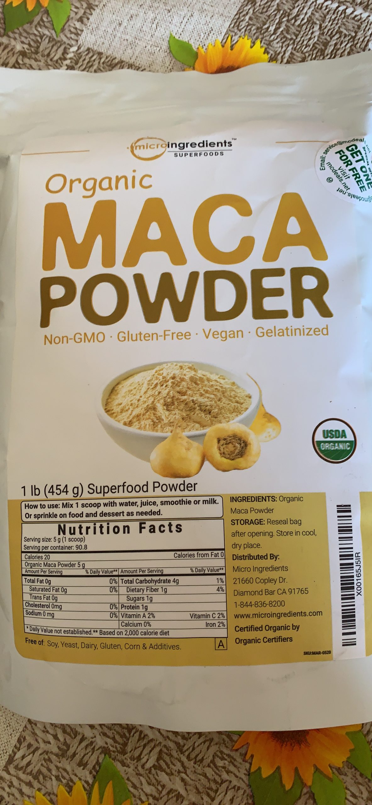 Micro Ingredients Organic Maca Root Powder, 2 Pound, Gelatinized for Better Absorption, Rich in Antioxidants, No GMOs, Vegan Friendly and Peru Origin customer photo 1