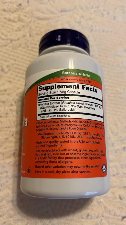 NOW Supplements, Rhodiola 500 mg, Helps Body Adapt to Stress of Daily Life, Adaptogenic Herb, 120 Veg Capsules customer photo 2