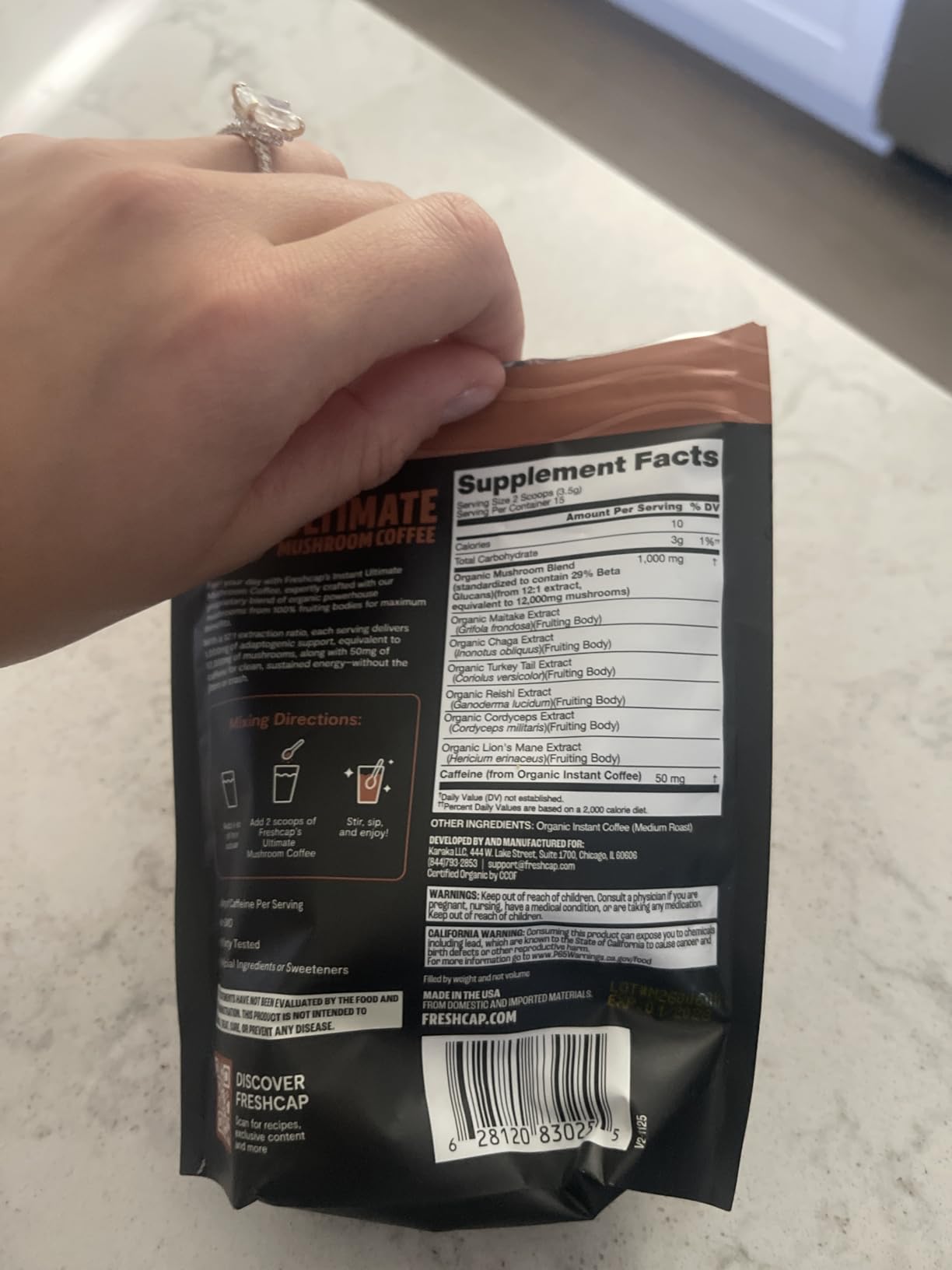 FreshCap Mushrooms Premium Organic Lions Mane Powder - 14:1 Fruiting Body Extract with 31% Beta-Glucans - 3rd-Party Tested Nootropic for Clarity, Focus & Cognitive Support (60 Servings) customer photo 1