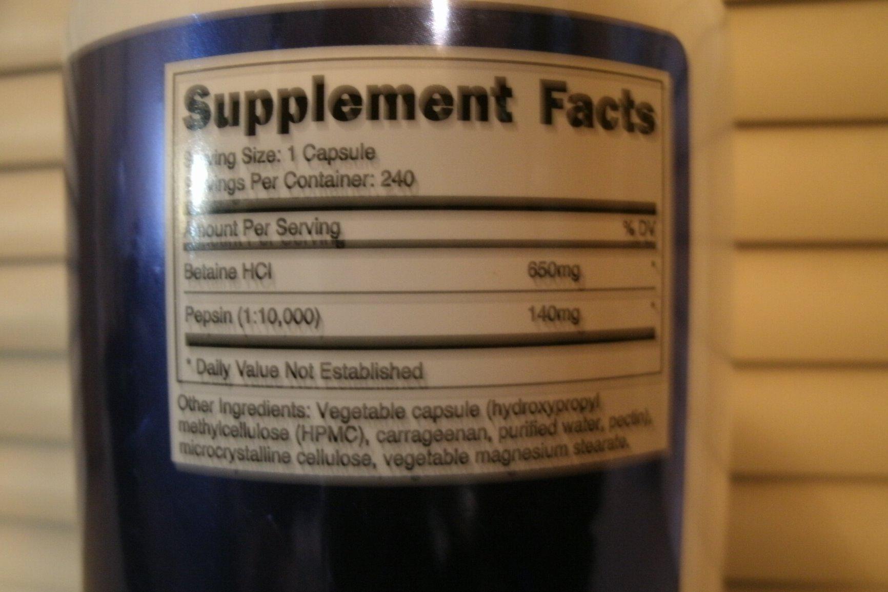 Nutricost Betaine HCl + Pepsin (790mg) 240 Capsules - Vegetarian & GMO Free customer photo 1