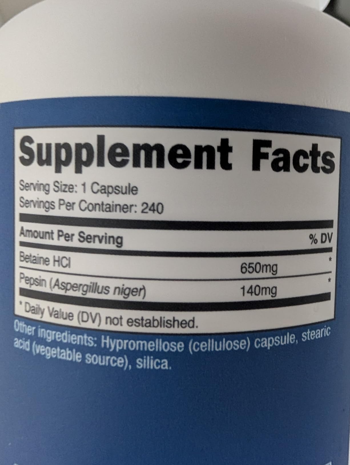 Nutricost Betaine HCl + Pepsin (790mg) 240 Capsules - Vegetarian & GMO Free customer photo 2