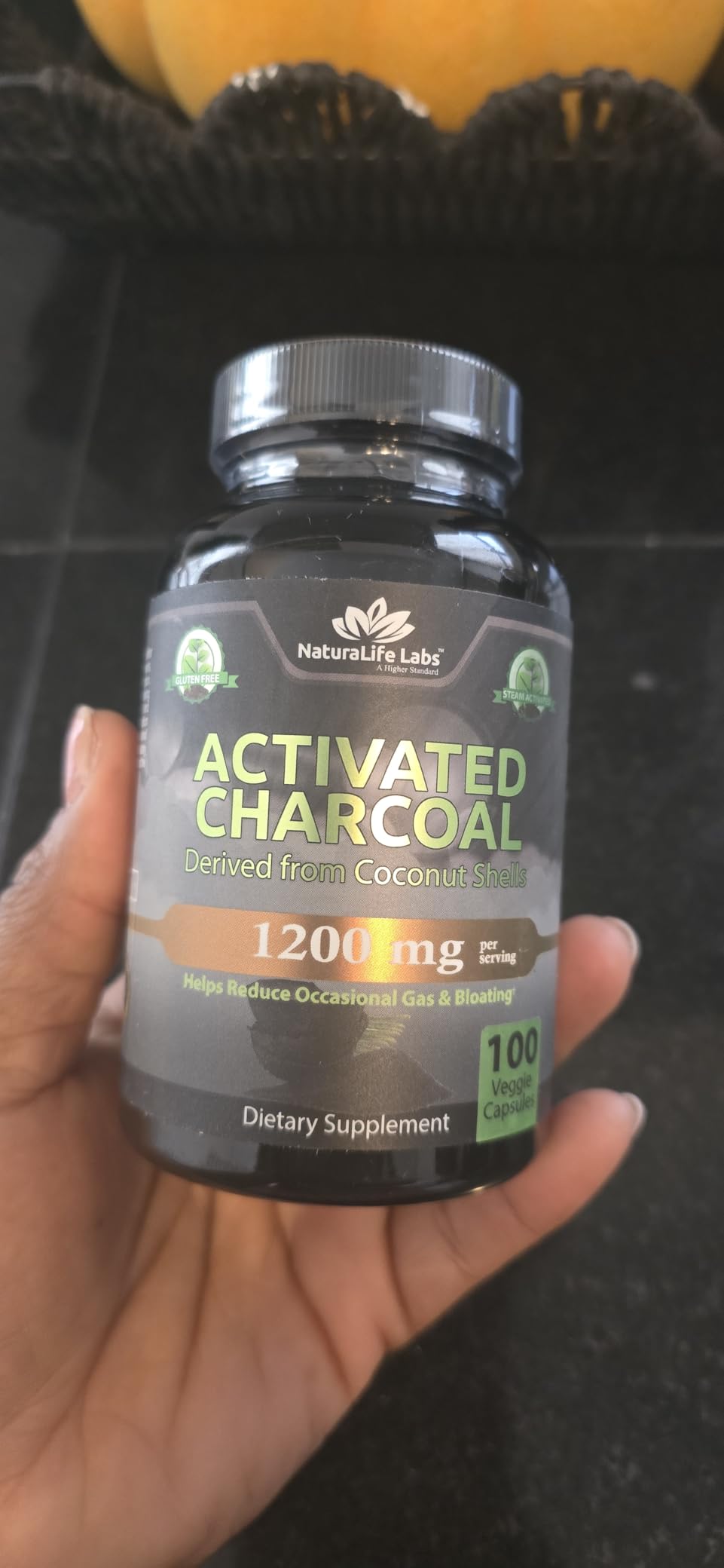 NaturaLife Labs Activated Charcoal 1200 mg per Serving - from Coconut Shells - 100 Veg Capsules - Non-GMO, Gluten-Free, Vegan customer photo 2